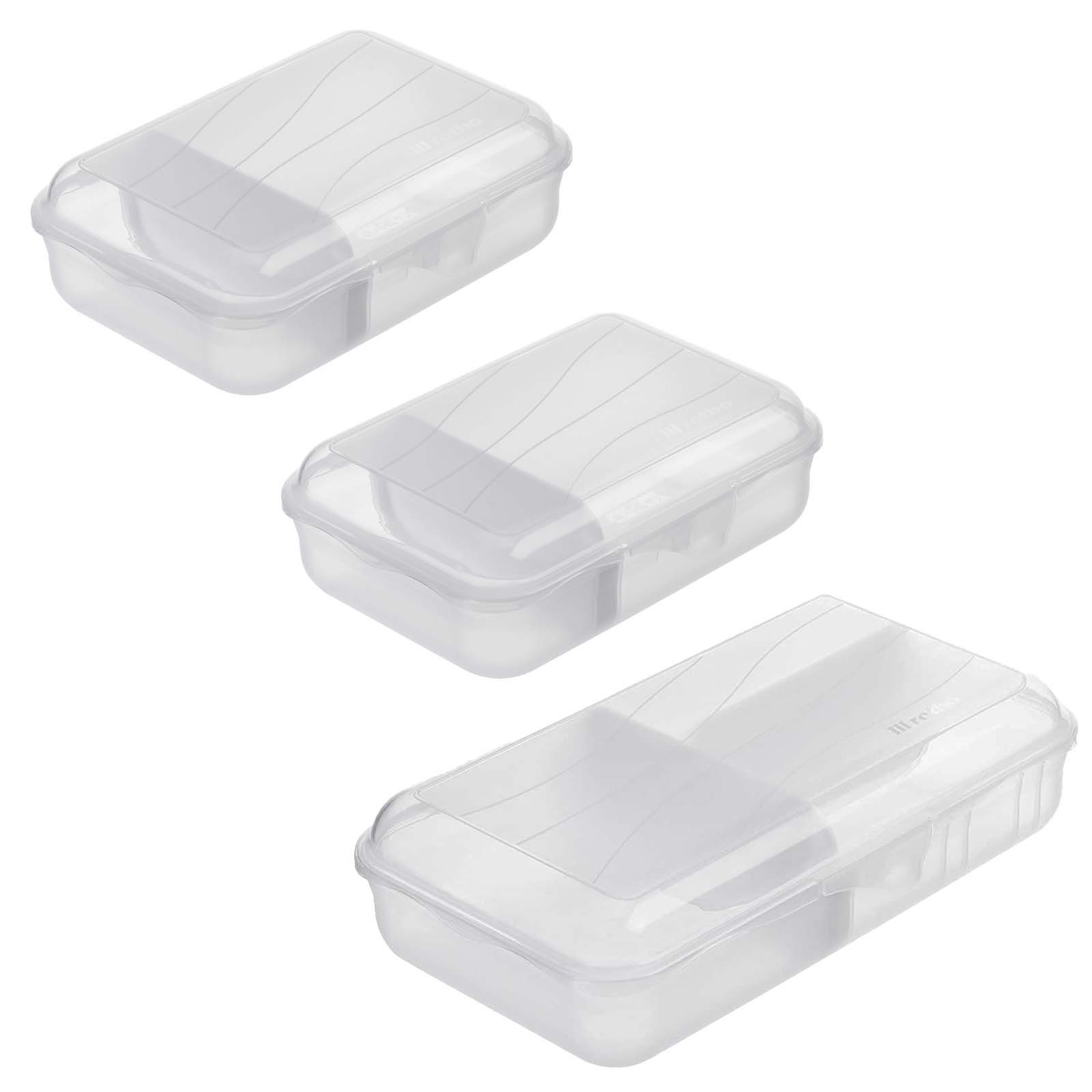 x Vorratsdose 2 3tlg. 1.7l, Kunststoff, 3-tlg) Set Vesperdosen-Set (Vesperdosenset, BPA-frei, Kunststoff 0.9l, ROTHO (PP) Fun Transparent