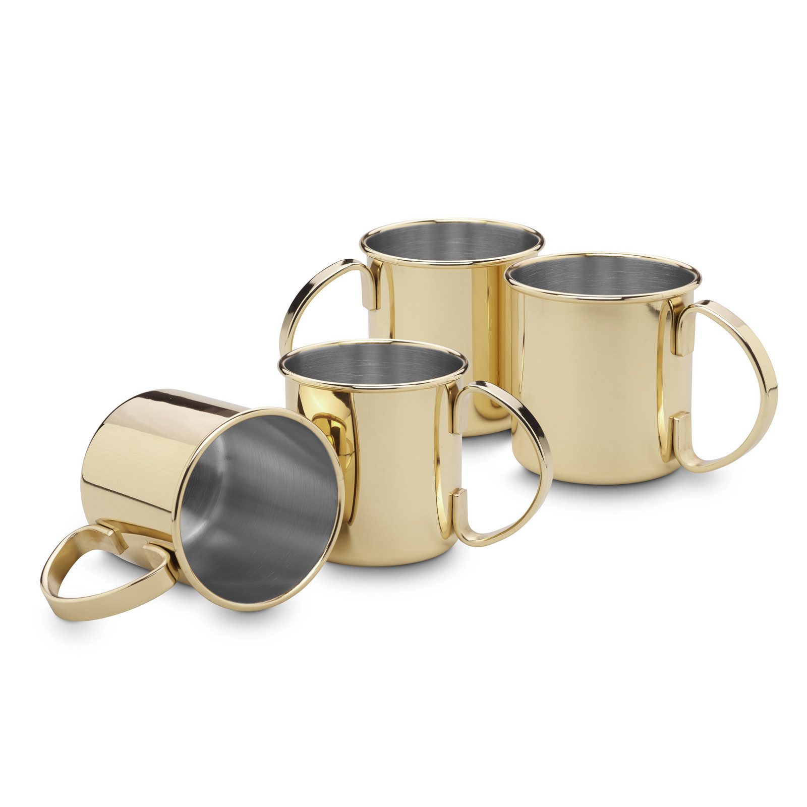 ECHTWERK Cocktailglas Kupferbecher-Set, Cocktailgläser, 4-tlg., Edelstahl, Bruchsichere Edelstahl-Gläser, Cocktail-Set, Geschenkset, Gold 0,48l