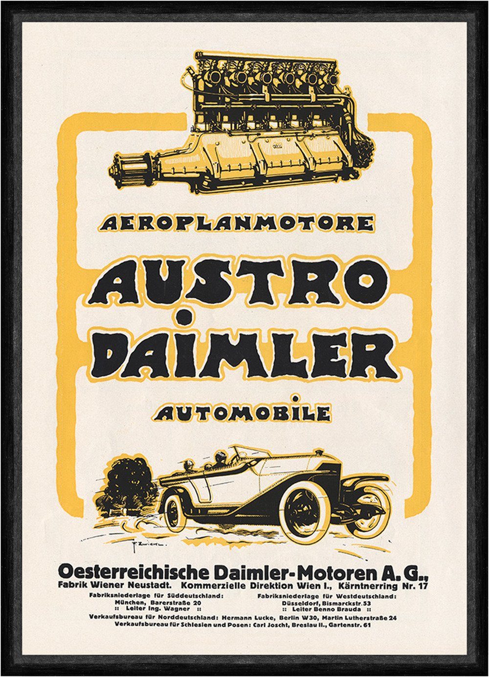 Kunstdruck Oesterreichische Daimler Motoren Aeroplanmotore Plakat Braunbeck Faks_, (1 St)