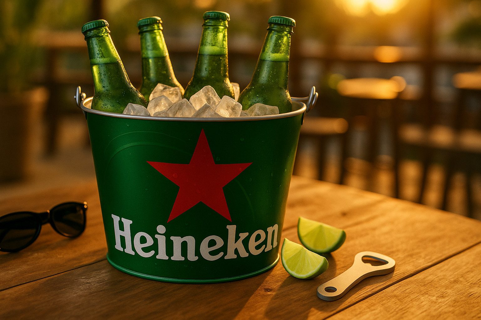 Mixcompany Eiseimer Heineken Metall Eiseimer – Getränkekühler 5 L – grüner Party-E