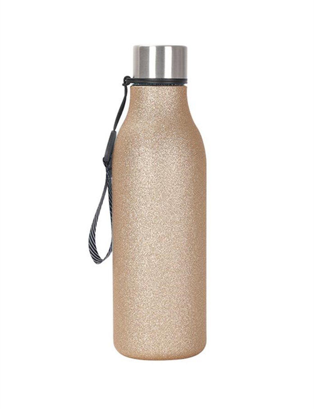 Rouemi Isolierflasche Doppeltes Vakuum Thermobecher, 550ml Trinkbecher,12h heiß/24h kalt, Heiß- und Kaltgetränke Isolierung,mit auslaufsicherem Goldfarben