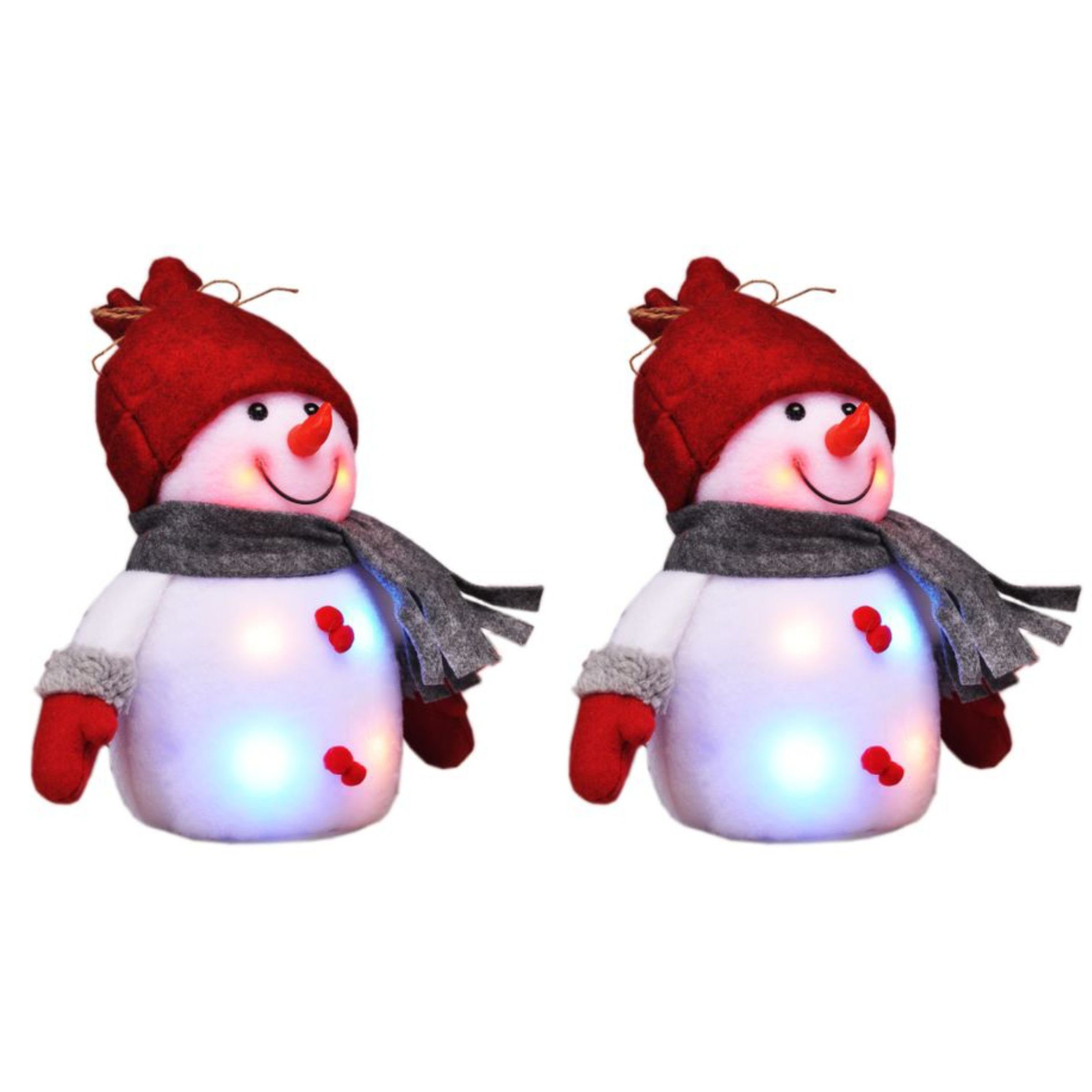 Schneemann 2er Set LED Deko Schneemann Figur Weihnachten