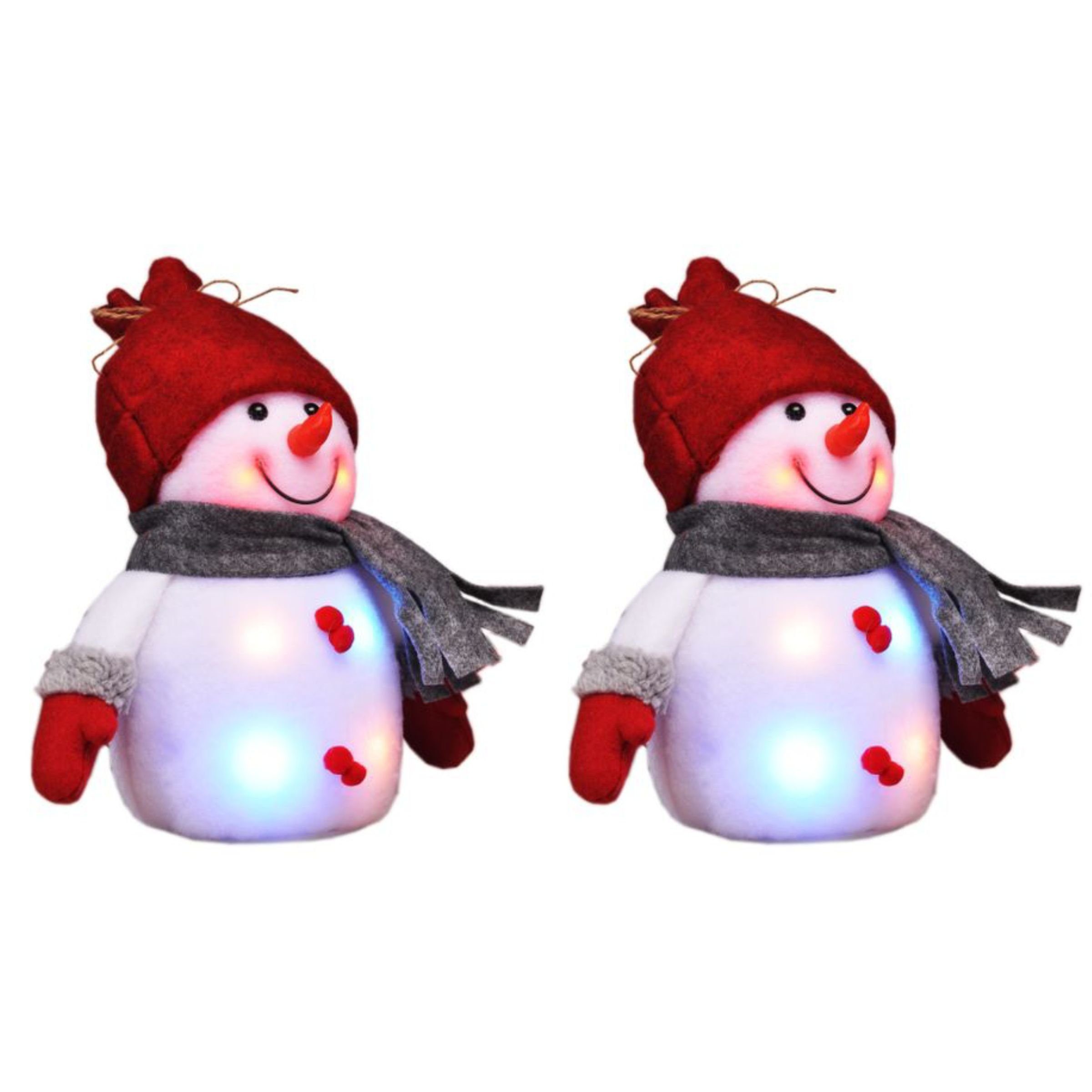 Gravidus Schneemann 2er Set LED Deko Schneemann Figur Weihnachten