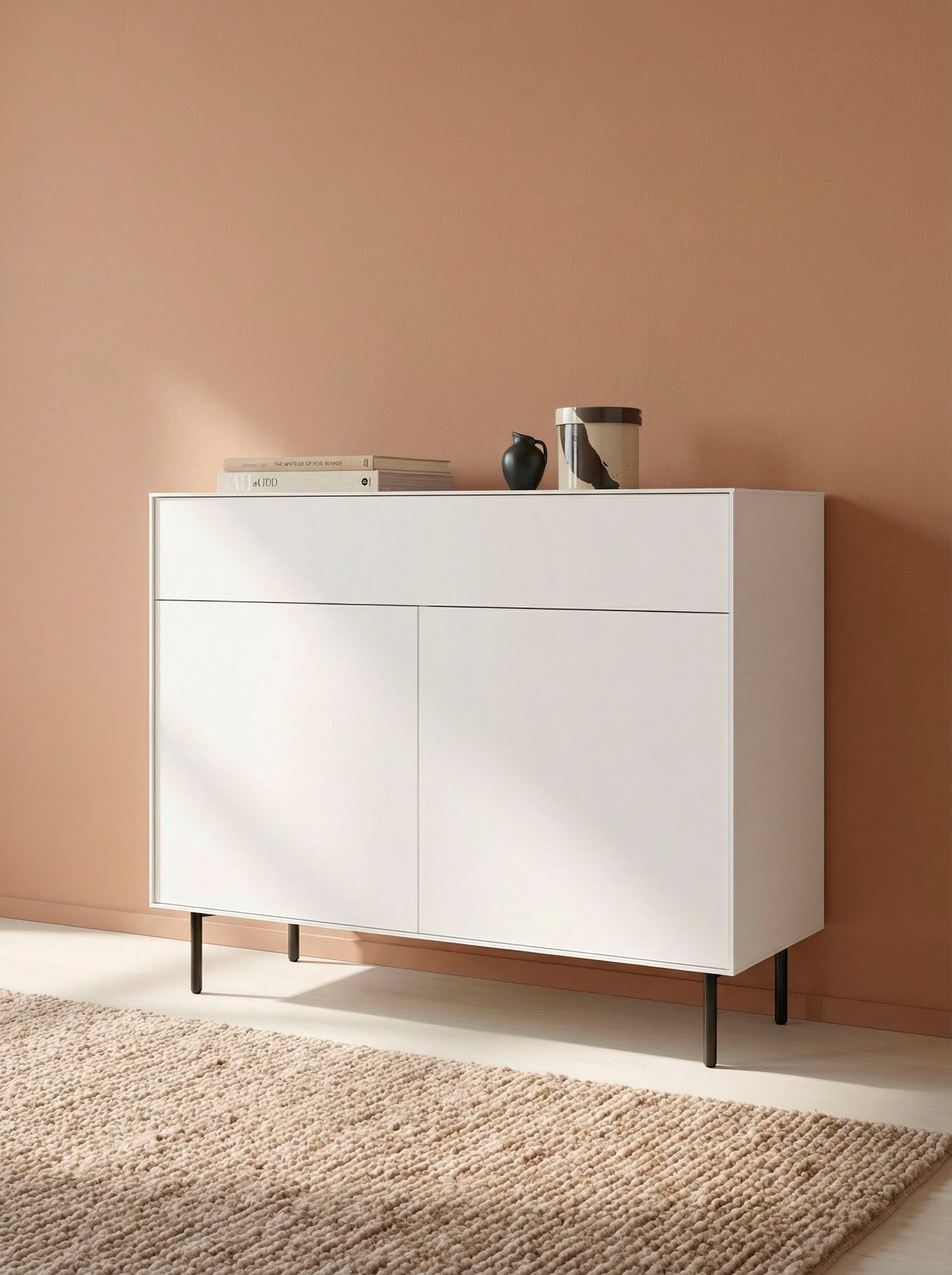 LeGer Home by Lena Gercke Lowboard Essentials, Kommode, Anrichte, Kombikommode, Schrank mit Metallfüßen, Breite: 111 cm, UV lackiert, Push-to-open-Funktion