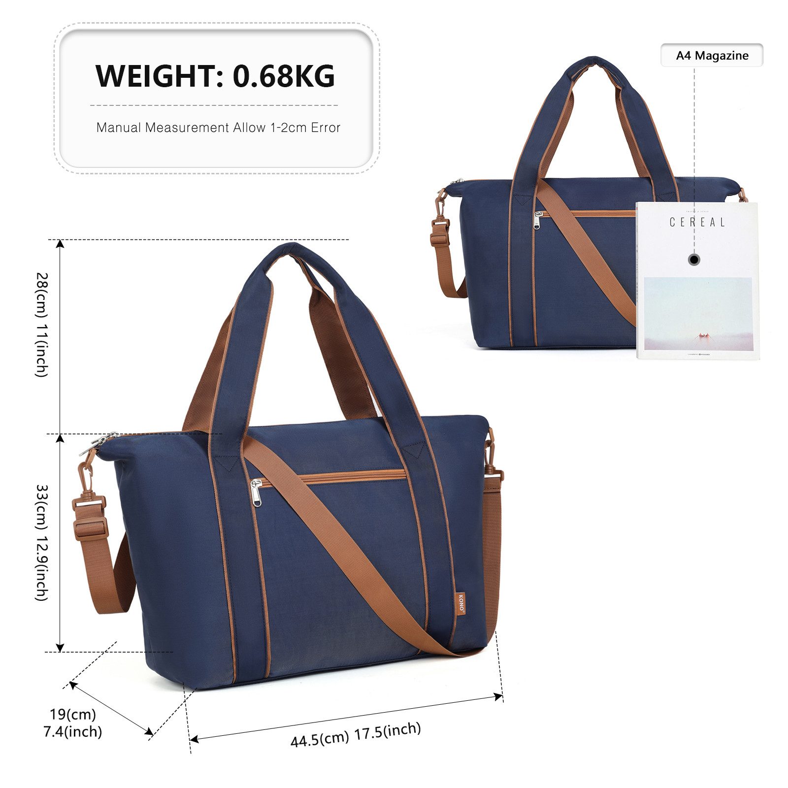 KONO Reisetasche mit Nasstasche, Untersitz-Kabinentasche, Wasserabweisend günstig online kaufen