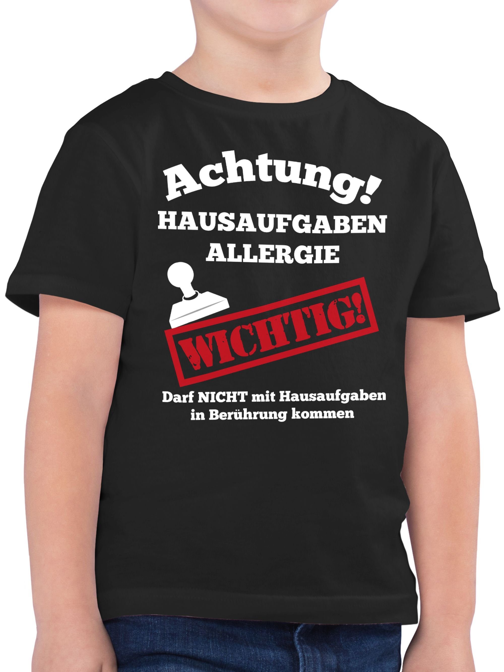 Shirtracer T-Shirt Achtung Hausaufgaben Allergie Einschulung Junge Schulanfang Geschenke 2 Schwarz