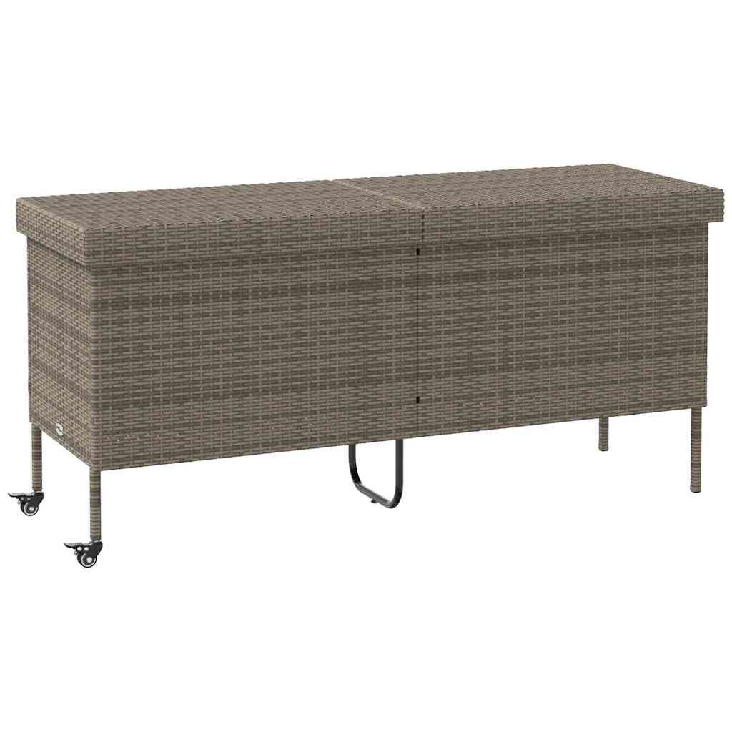vidaXL Auflagenbox 160 x 55 x 75 cm Gartentruhe mit Rollen Grau 160x55x75 cm Polyrattan
