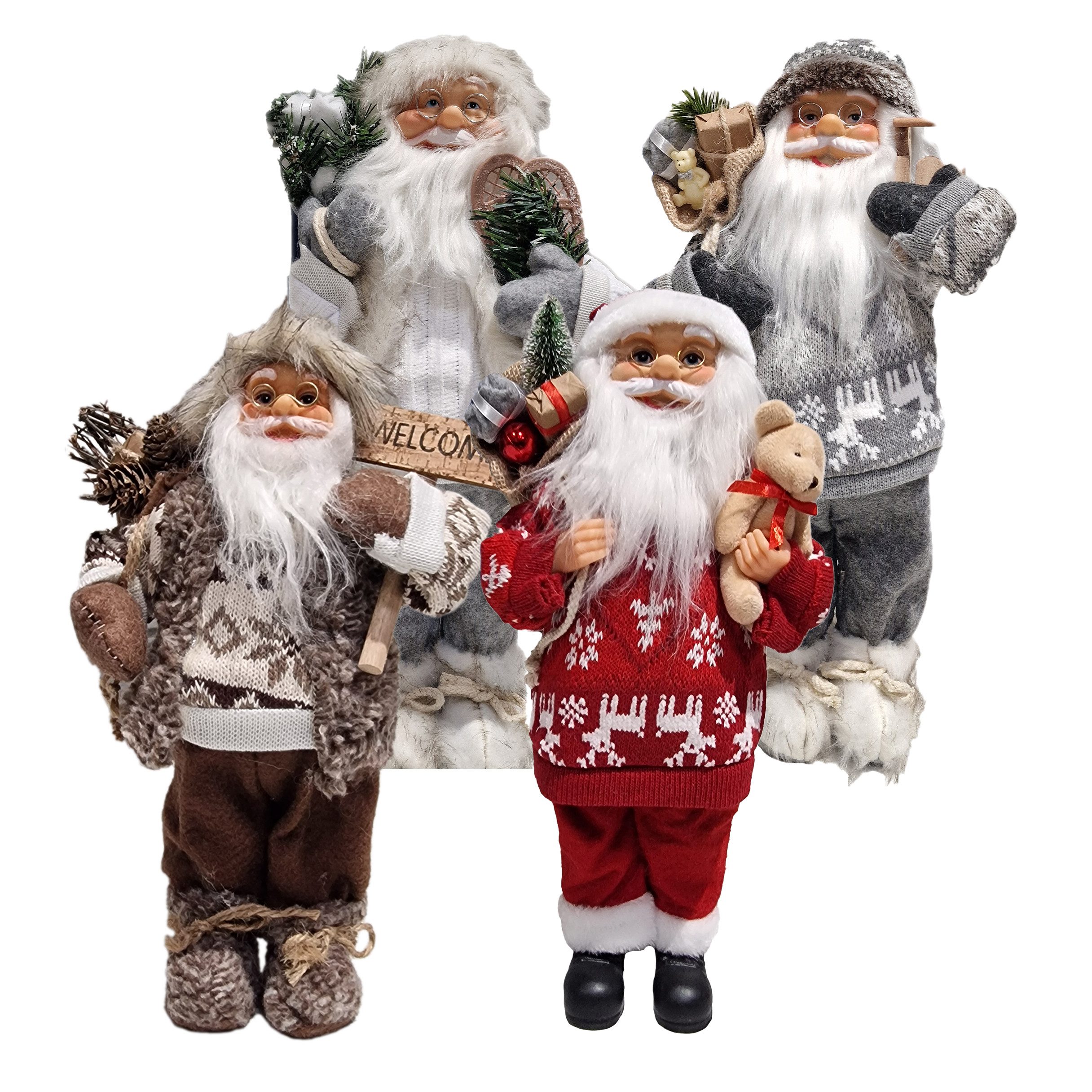 TOPCENT Weihnachtsfigur Weihnachtsmann Figur – H 30 cm 4 verschiedene Designs