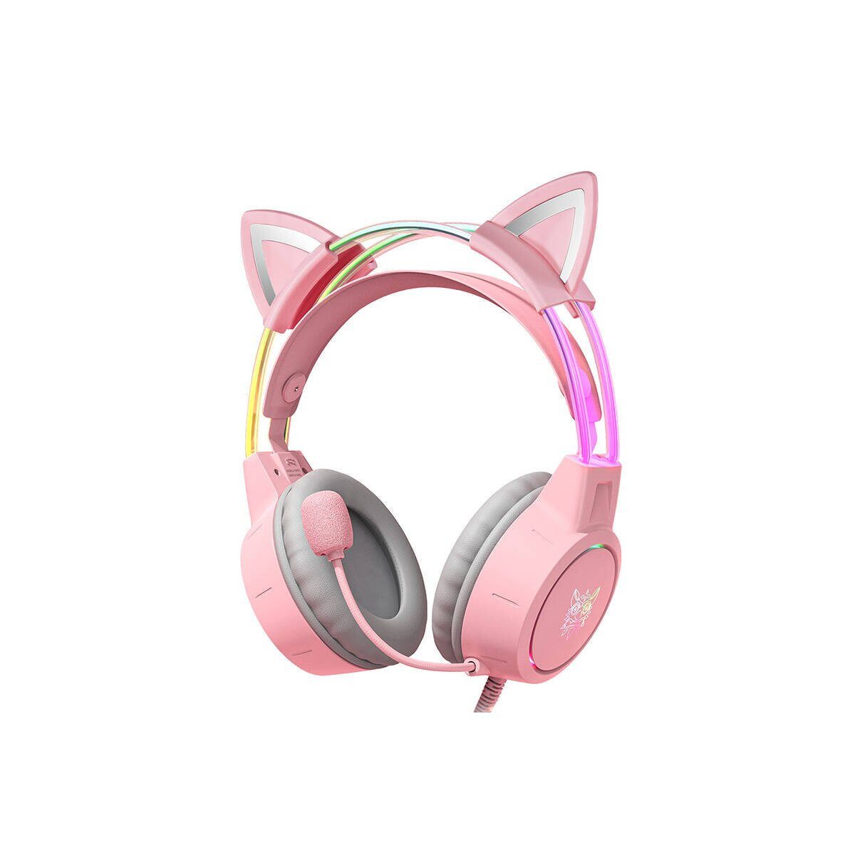 ONIKUMA ONIKUMA X15Pro Pink Gaming Headset Katzenohren On-Ear-Kopfhörer
