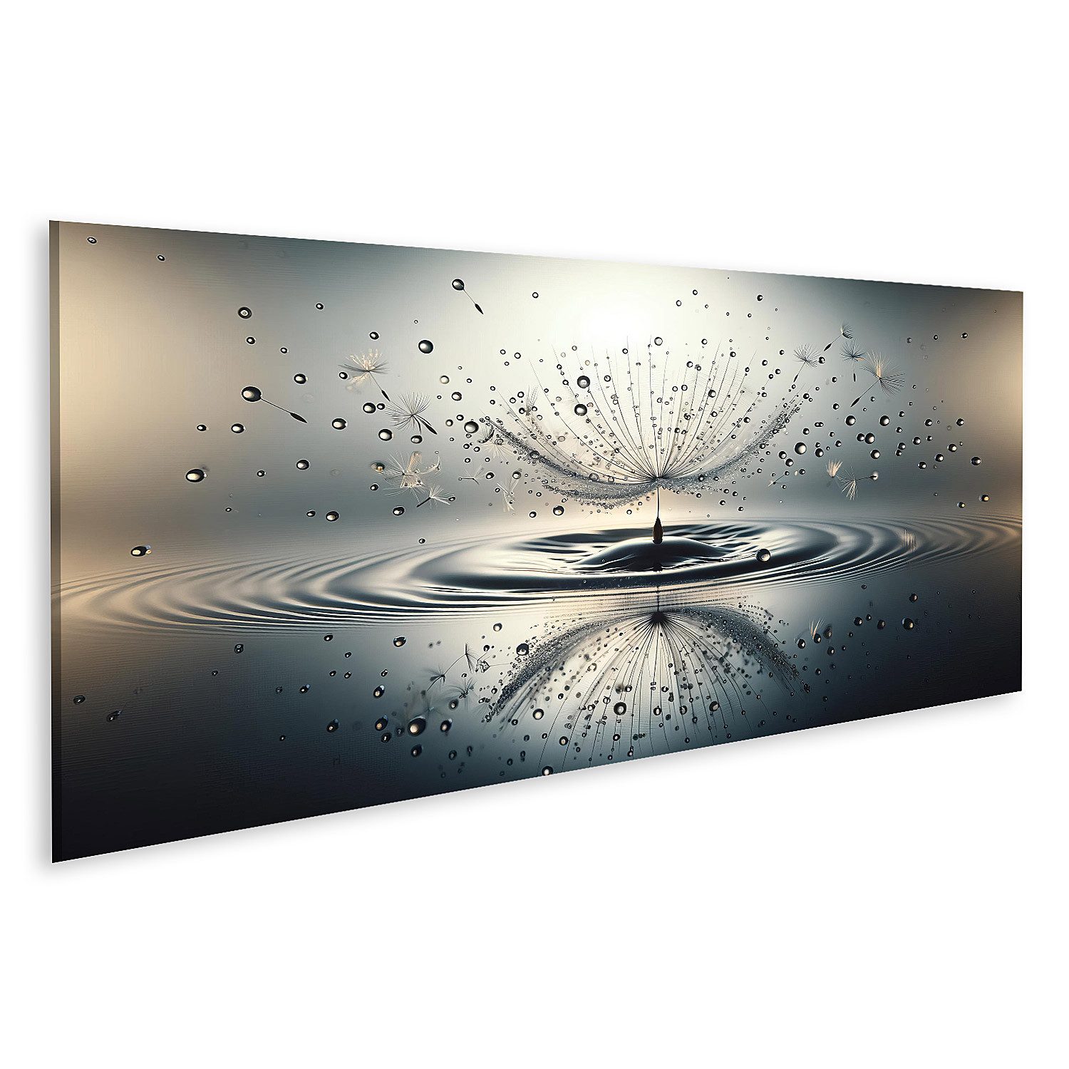 islandburner Leinwandbild Löwenzahnsamenkopf im Wassertropfen günstig online kaufen