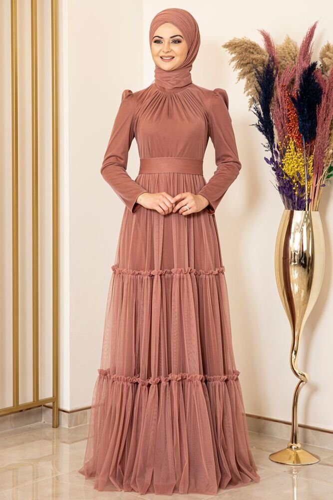 Modavitrini Abendkleid Tüllkleid mit Rüschenrock Hijab günstig online kaufen