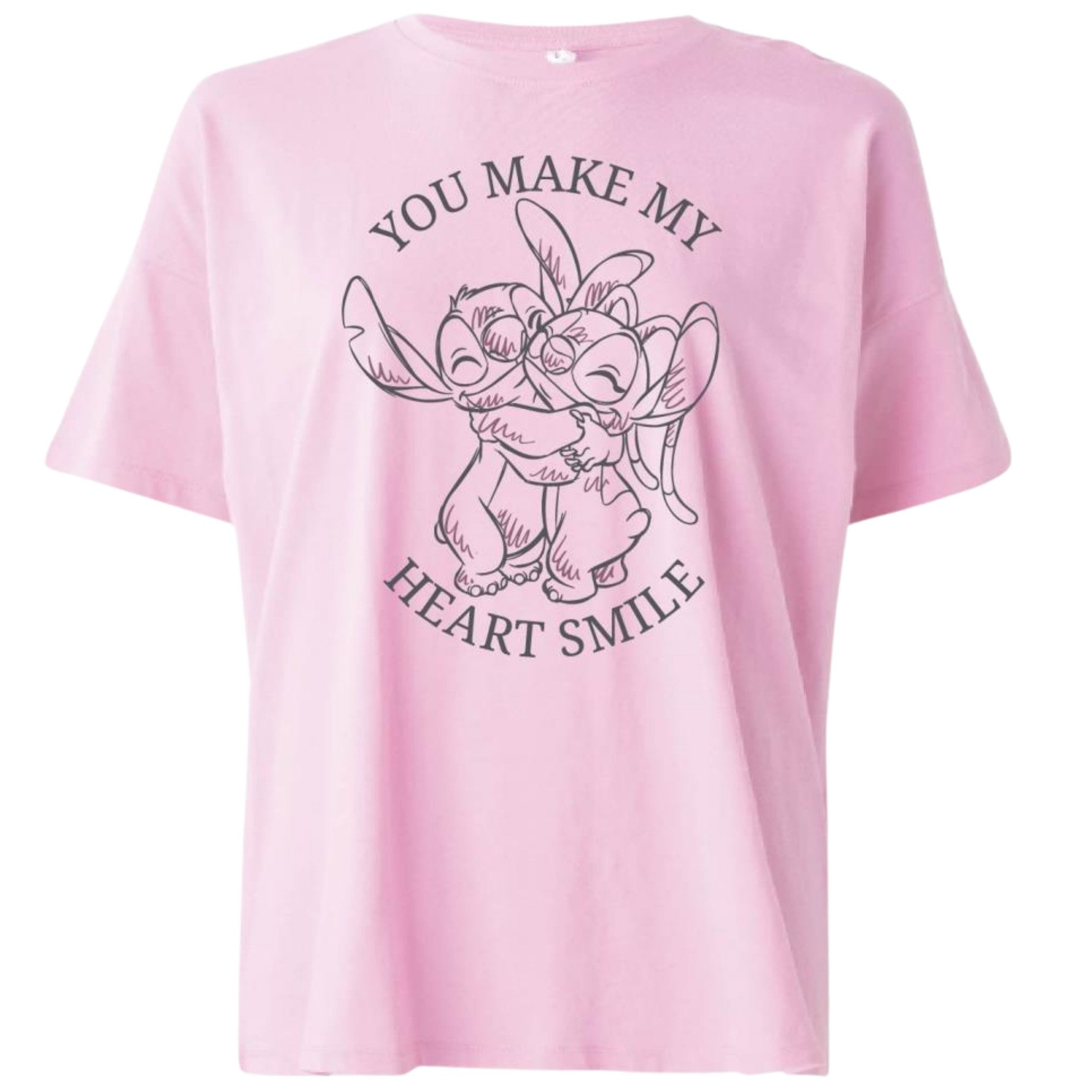 Lilo & Stitch T-Shirt Lilo & Stitch T-Shirt, 100% Baumwolle, Größen S bis L, Stitch & Angel