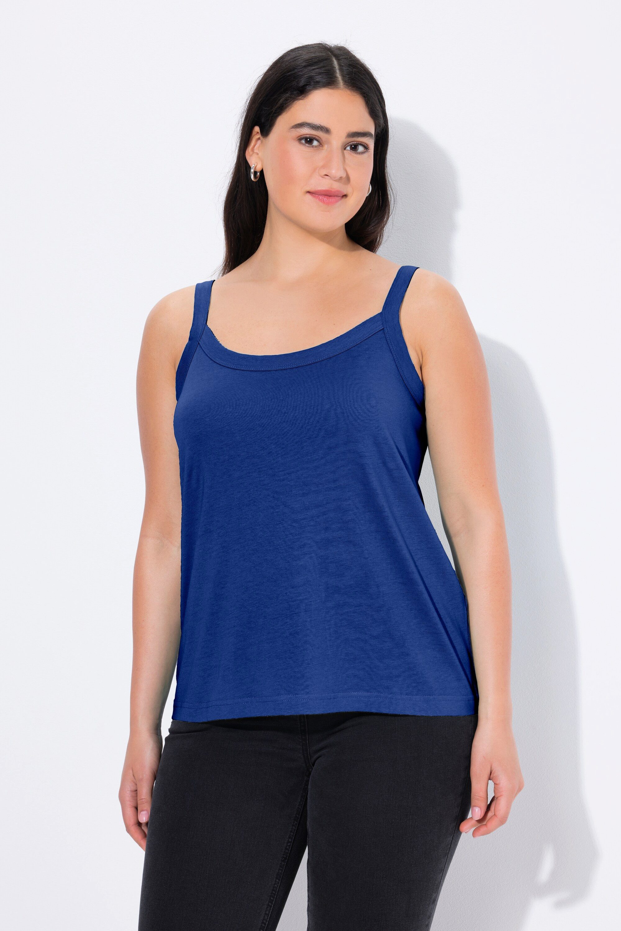 Ulla Popken Longtop Spaghettitop Rundhals Modalmix ärmellos