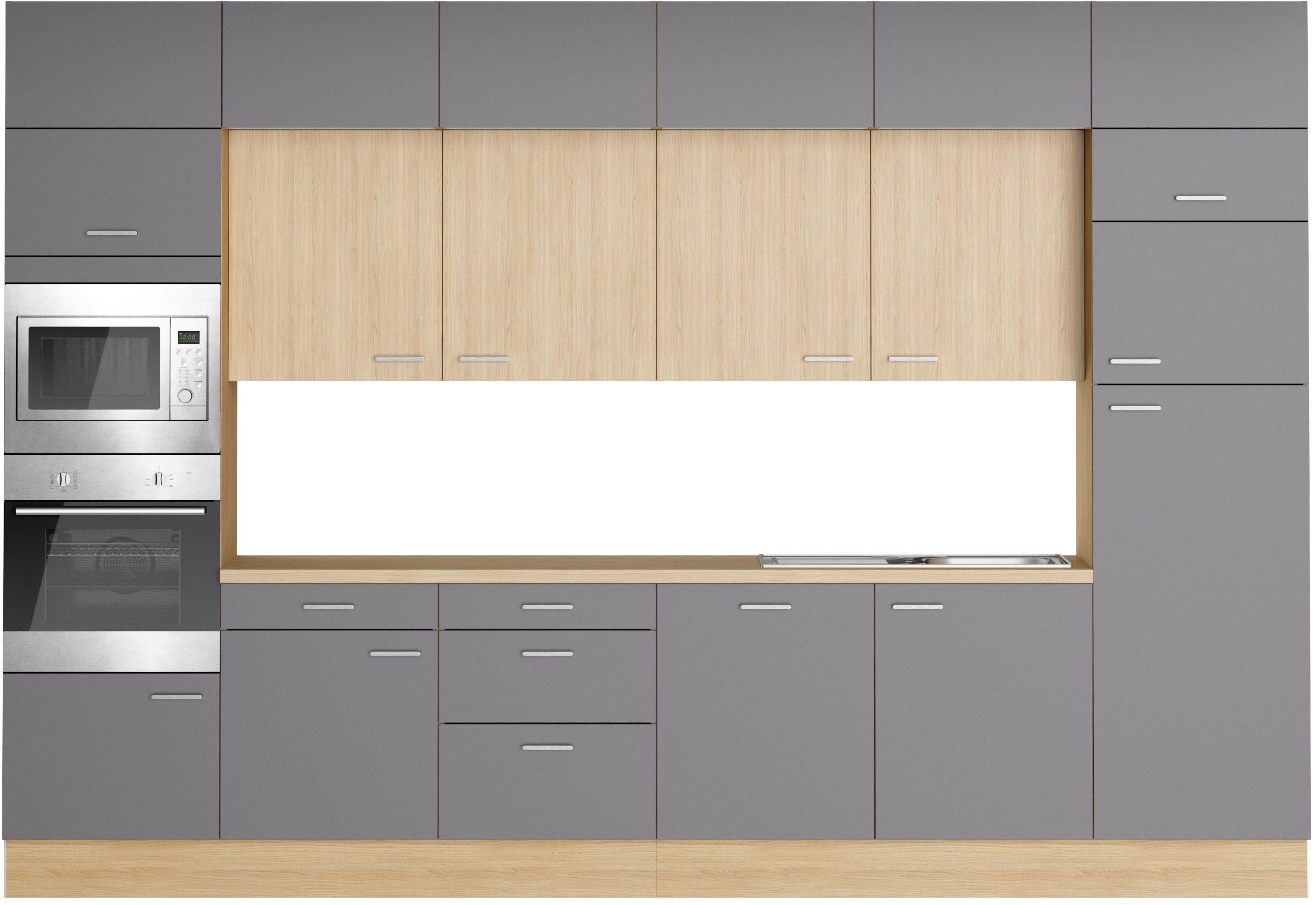 KOCHSTATION Küchenzeile KS-Lucy, Breite 360 cm, Soft-Close, inkl. Zubehör, wahlweise mit E-Geräten