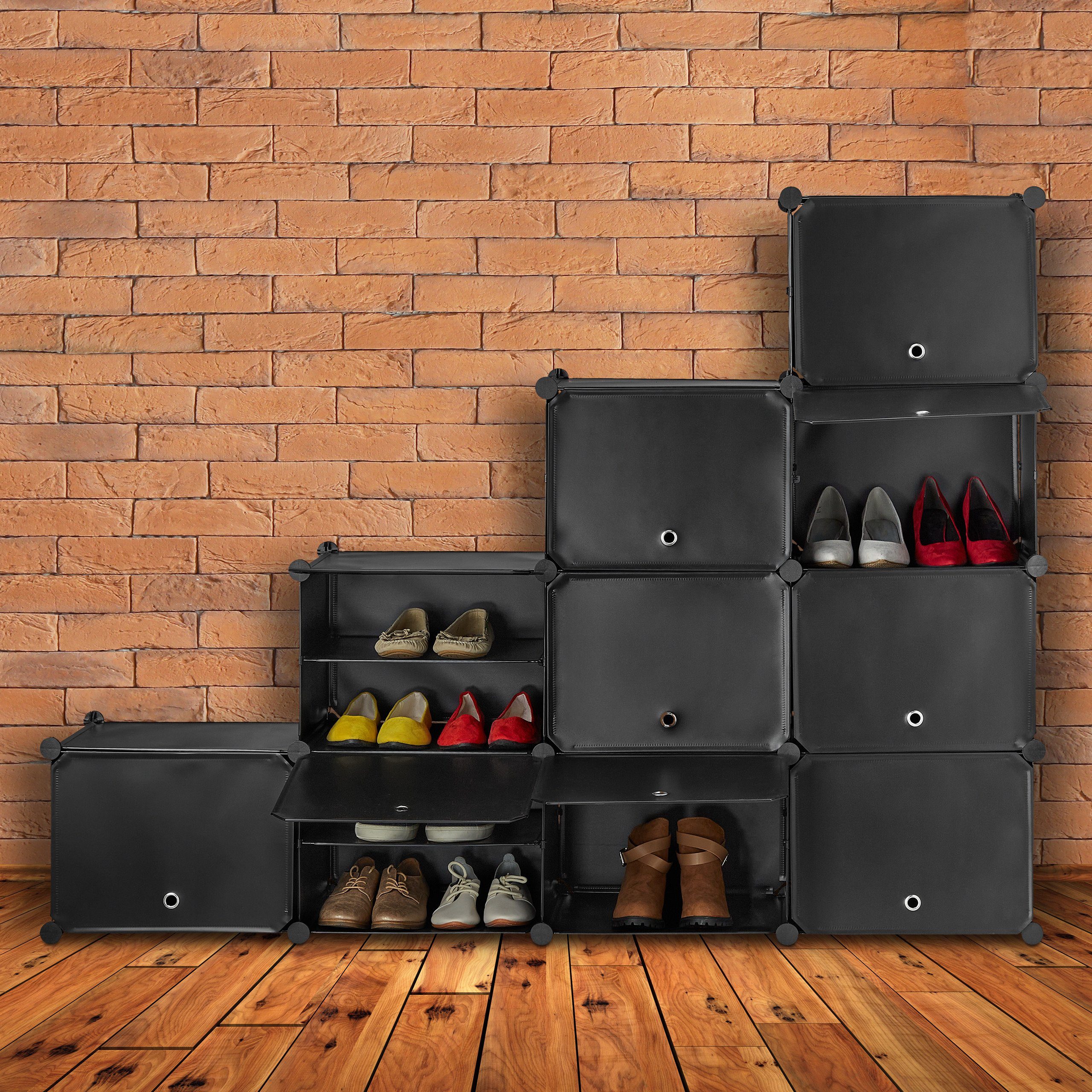 relaxdays Schuhregal Schwarzer Schuhschrank mit 24 Fächern, 1-tlg.