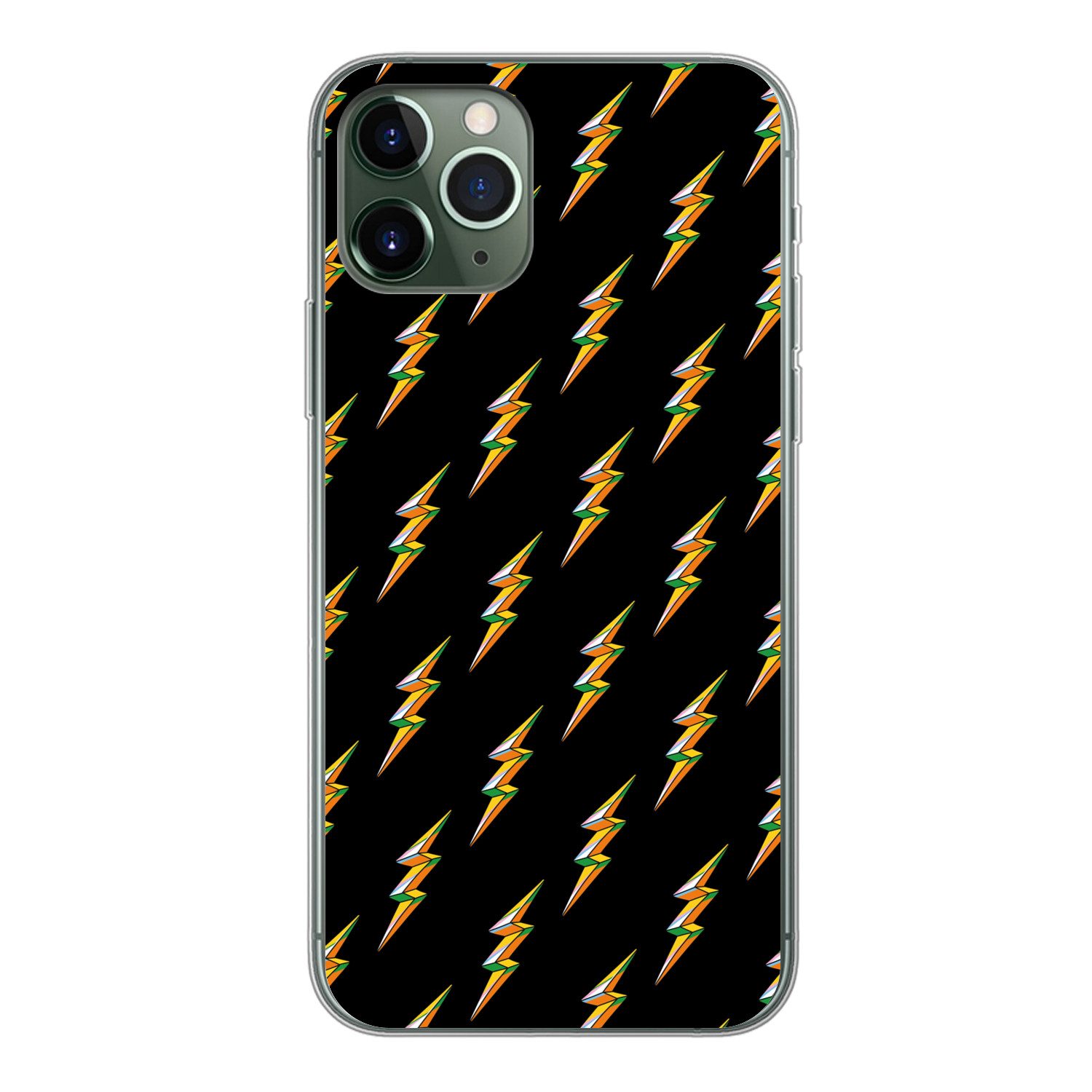 MuchoWow Handyhülle für Apple iPhone 11 Pro Blitzschlag - Gelb - Schwarz, Smartphone-Bumper, Print, Handy Schutzhülle Dünn
