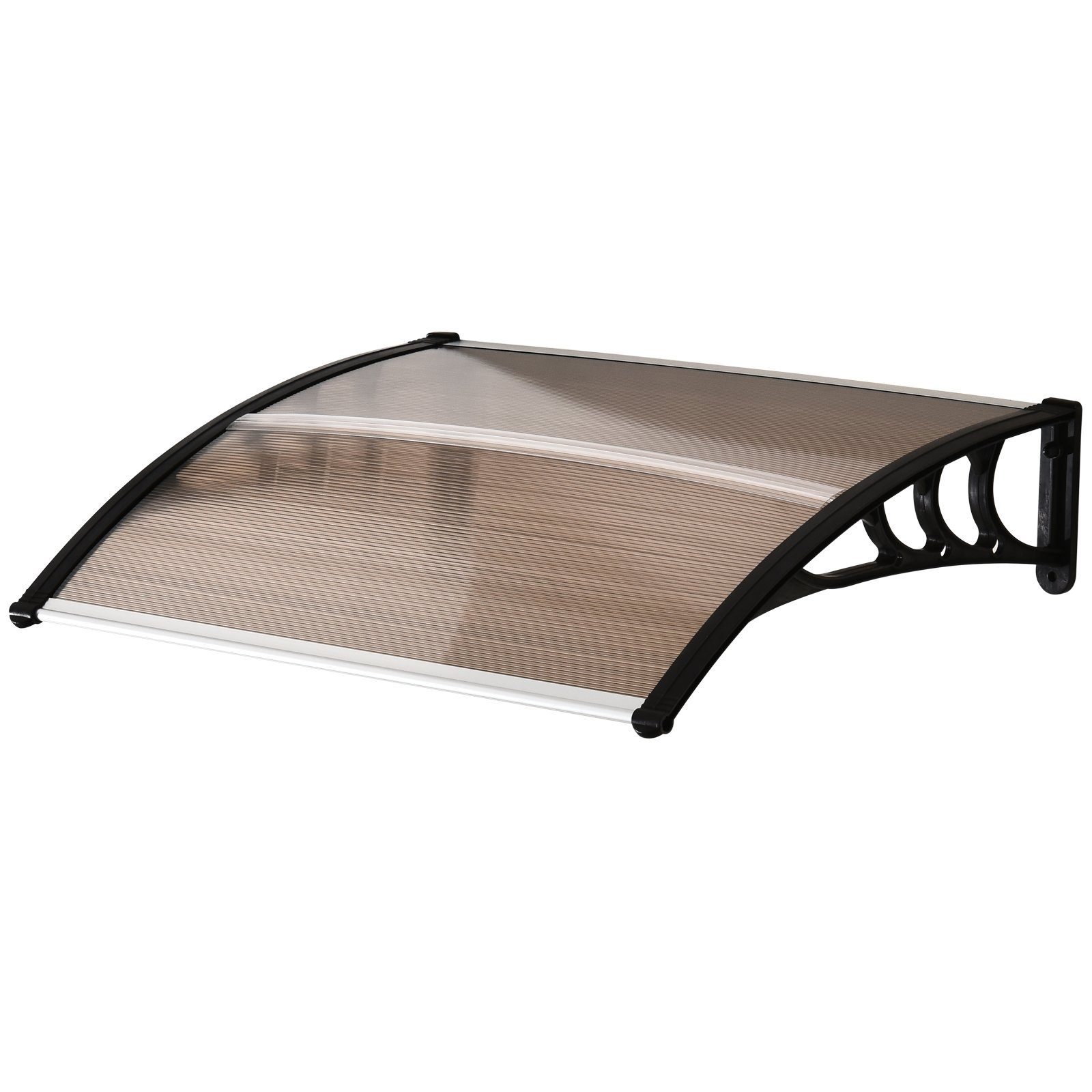 Outsunny Pultvordach Vordach Haustürvordach 120 x 75 cm (Überdachung, 1 St., Polycarbonat), Braun+Schwarz