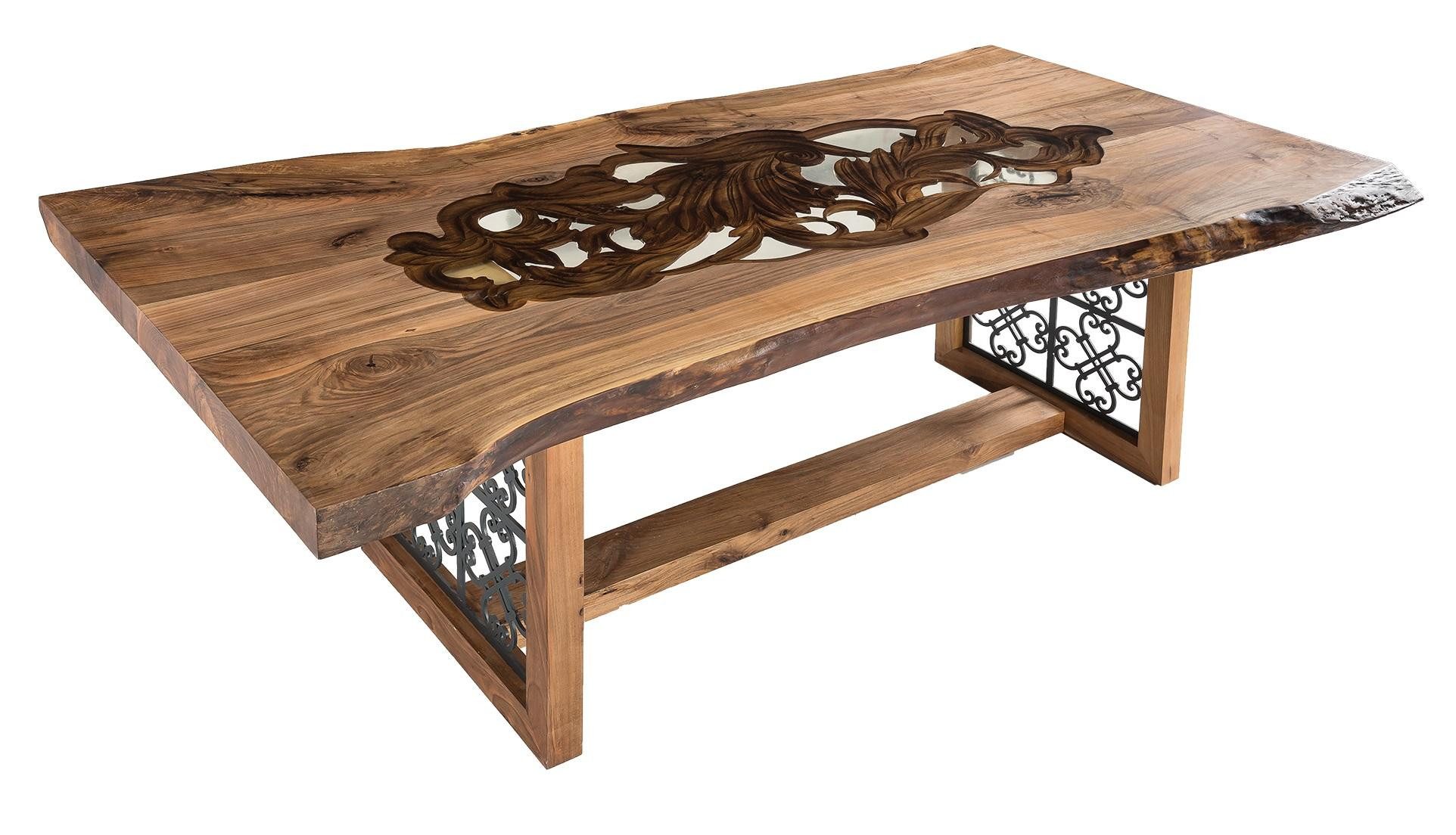 JVmoebel Couchtisch Brauner Holztisch mit natürlicher Maserung und modernem Design (Packung), Made in Europe