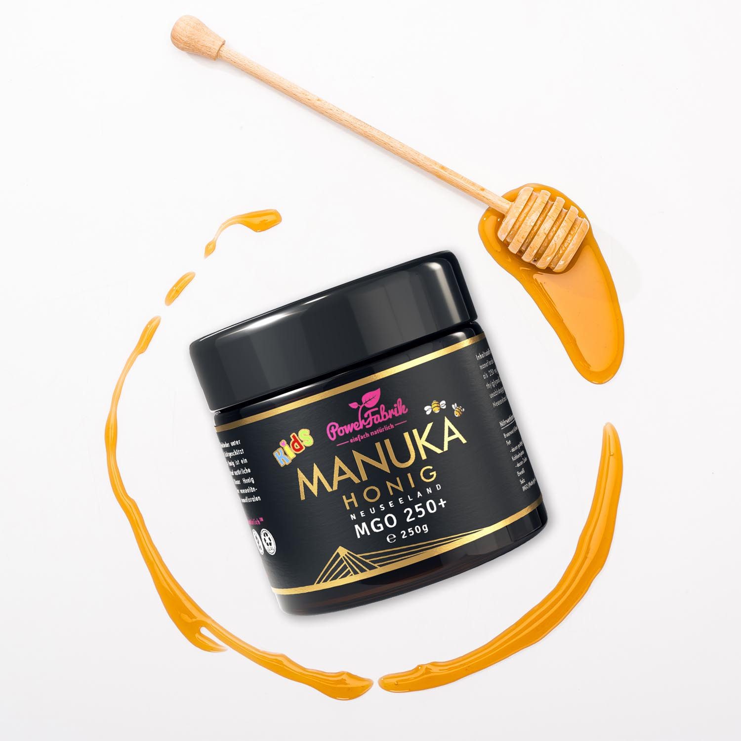 PowerFabrik Honig Manuka Honig MGO 250+ Kinder, 250g, Original aus Neuseeland, im Glas, 1 x – Bild 5 von 5
