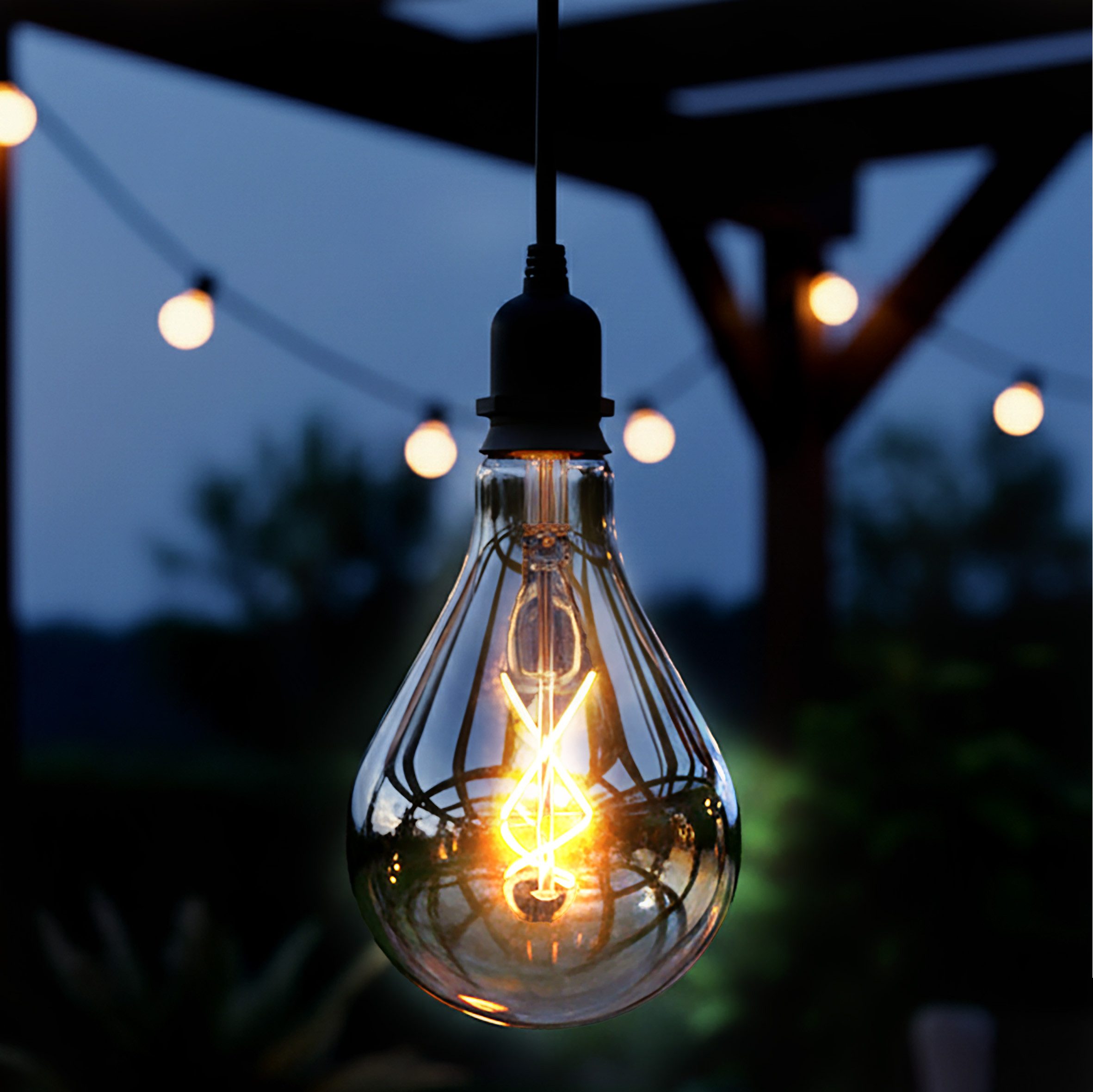 Spetebo Dekoobjekt Industrial Look Pendelleuchte (LED, 1 St., XL), Glas Glühbirne zum hängen mit Timer