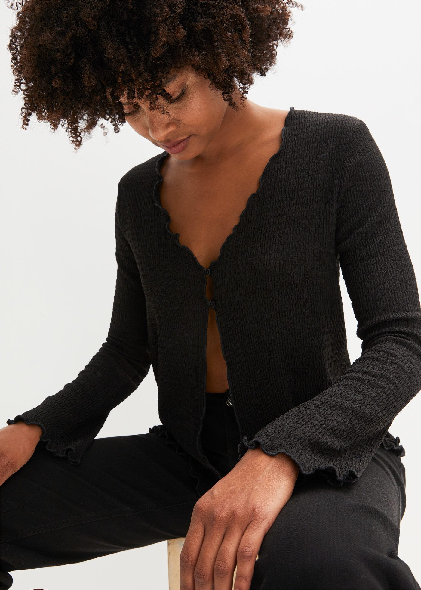 bonprix Shirtjacke bequeme Passform, mit Knopfverschluss, aus Polyester und Elasthan