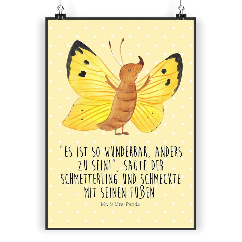 Mr. & Mrs. Panda Poster »Schmetterling Zitronenfalter - Gelb Pastell - Geschenk, Poster, süße«, Schmetterling Zitronenfalter (1 St)