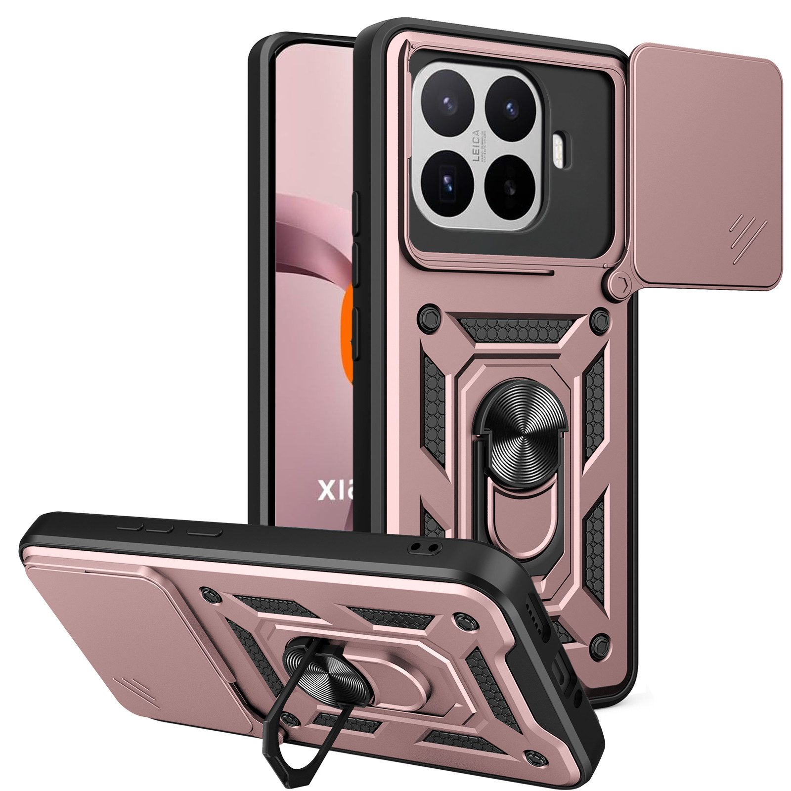 betterfon Handyhülle für Xiaomi Hülle mit Kameraschutz Ringhalter, Outdoorhülle mit Smartstand Kameraschutz und Silikonkern