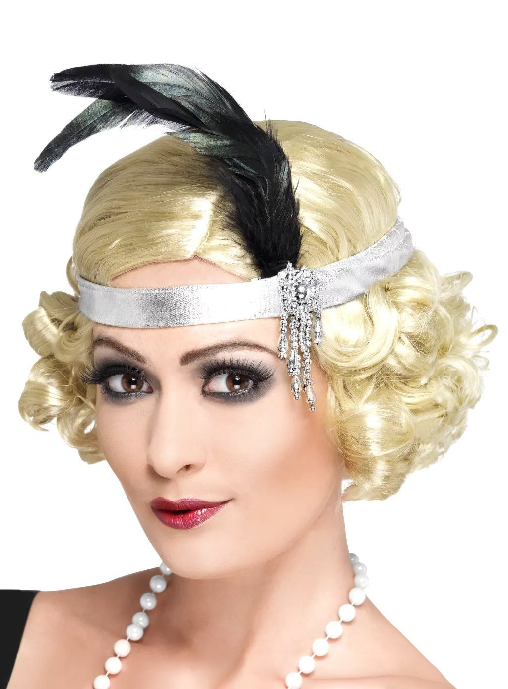 Smiffys Kostüm 20er Jahre Stirnband silber, Nostalgisches Accessoire für Looks im Stil der Roaring Twenties