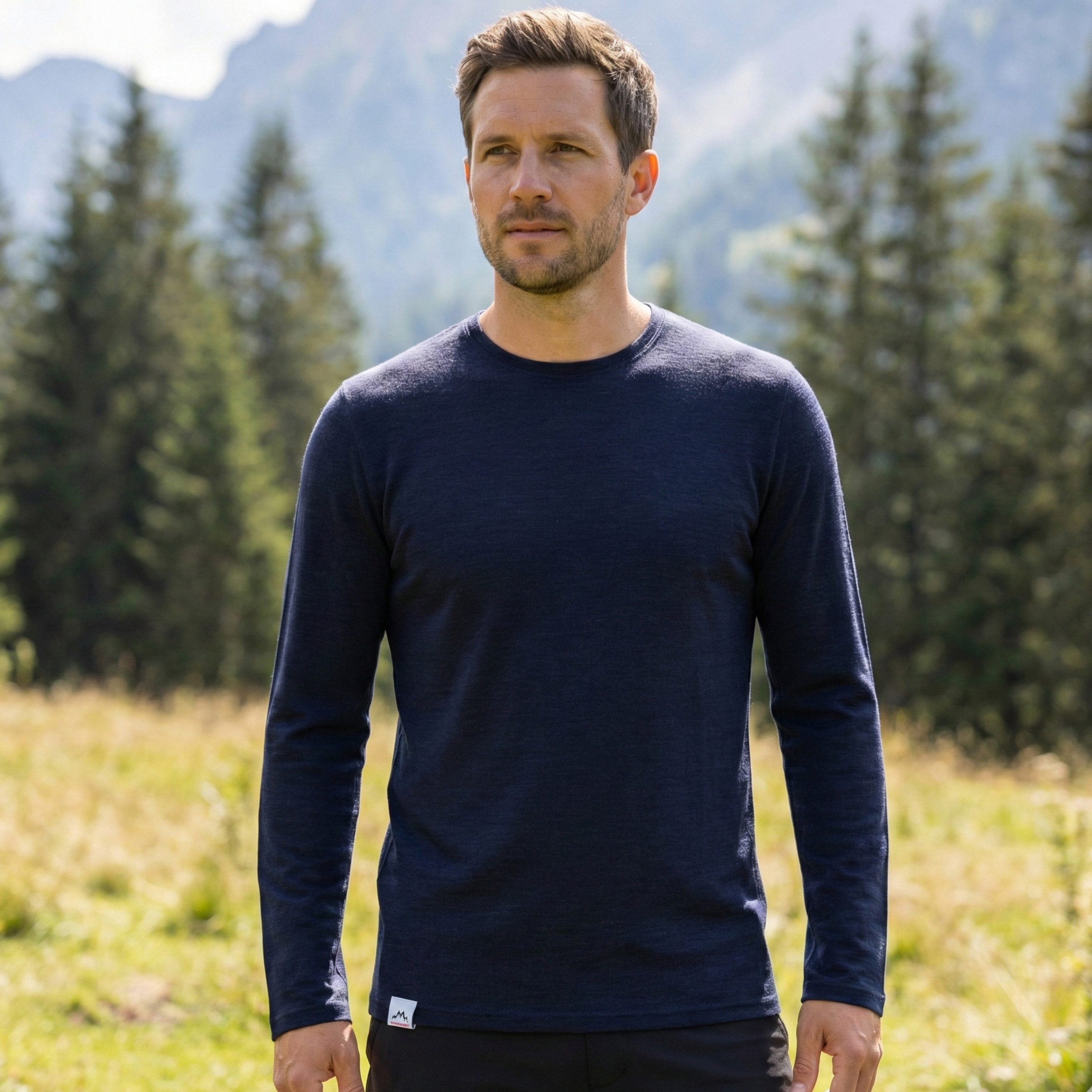Alpenwert Langarmshirt Herren Longsleeve aus Merinowolle – atmungsaktiv & geruchsneutral (1 Pack) Antibakteriell, Anti-Schweiß-Geruch, Outdoor & Funktionsshirt – Bild 3 von 3