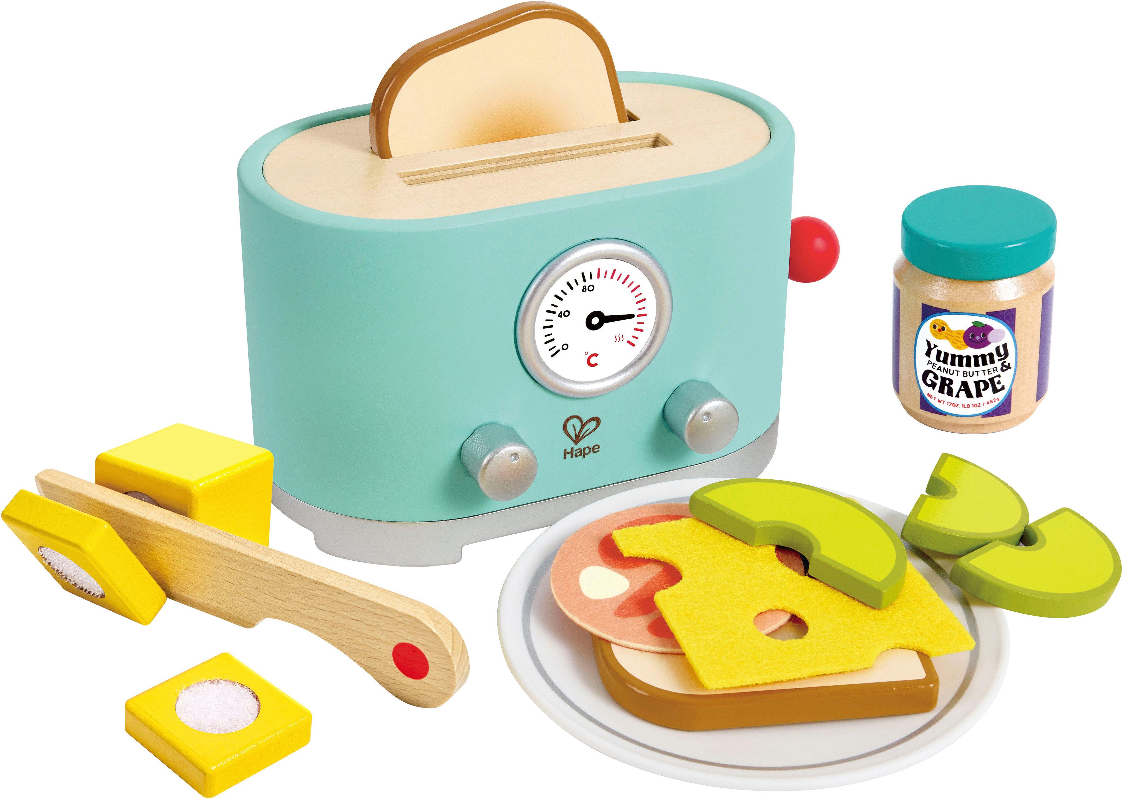 Hape Kinder-Toaster Kling, Pop-Up-Toaster-Set, (12-tlg), aus Holz