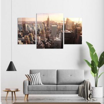 DEQORI Glasbild 'New York City Skyline', 'New York City Skyline', Glas Wandbild Bild schwebend modern
