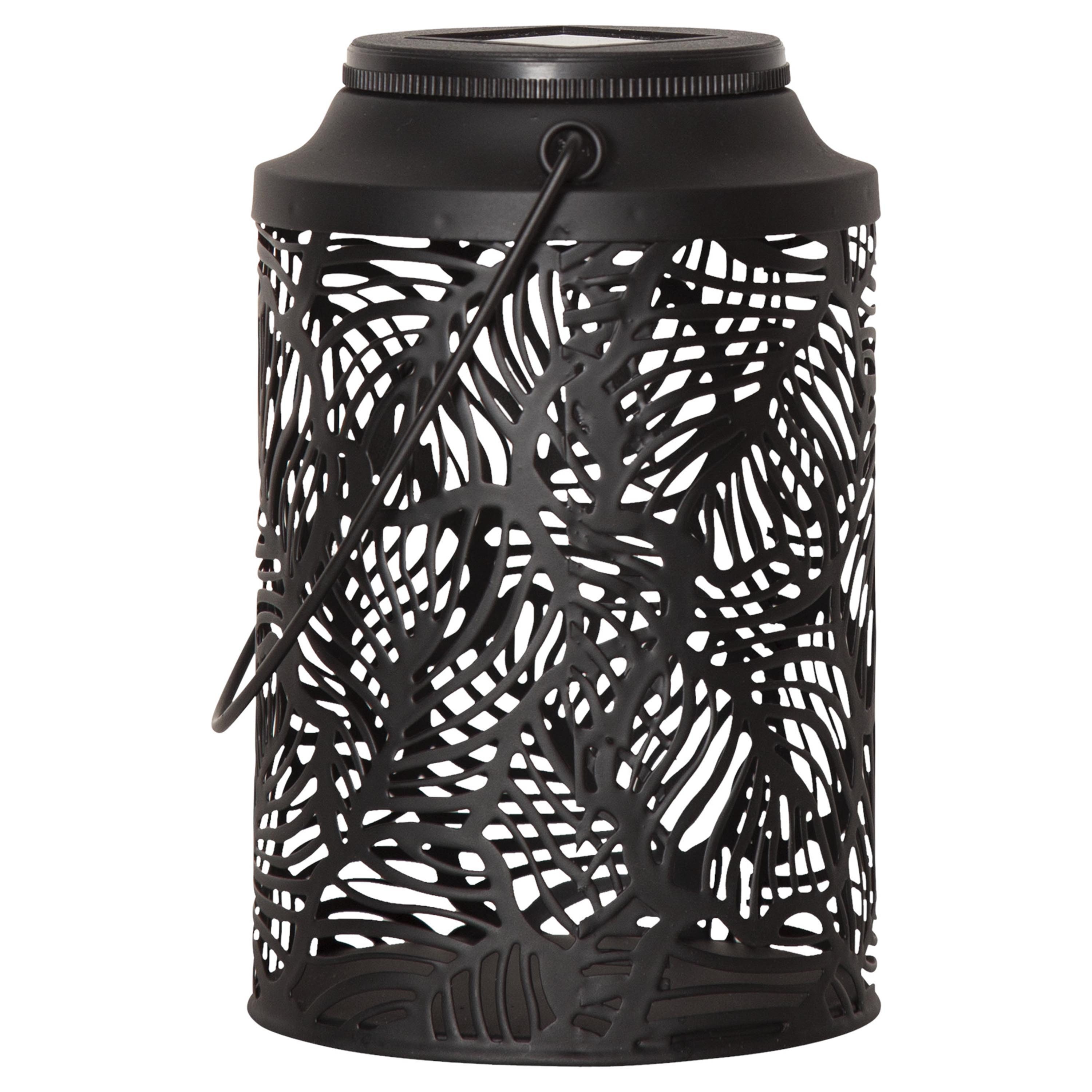 STAR TRADING LED Solarleuchte Solarlaterne Leafy, LED Solar-Laterne,Leafy, Metall, Dämmerungssensor, schwarz, 17cm