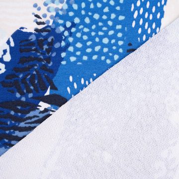 SCHÖNER LEBEN. Stoff French Terry Sommersweat Tupfen grafisch abstrakt beige blau mint weiß, allergikergeeignet