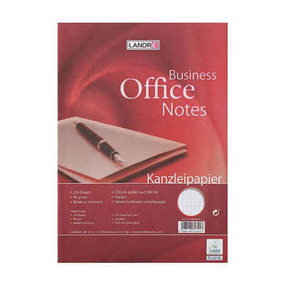 LANDRE Briefpapier Office, Kanzleipapier, Format DIN A3 auf A4, kariert ohne Rand, 250 Bögen