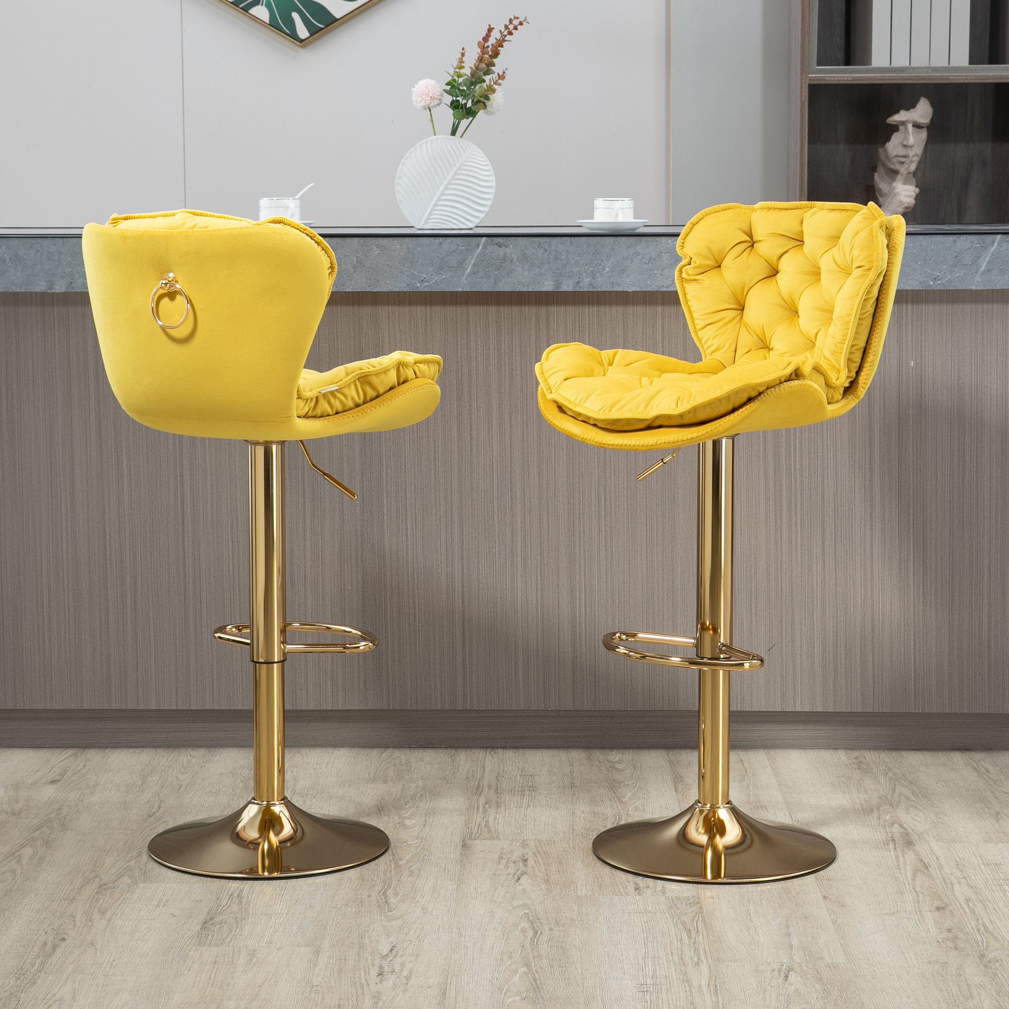 Barhocker Esszimmer Tresenhocker, WISHDOR 2PC/setzen), Barstühle (mit Fußstütze für gelb Barhocker Küche, 360-Grad-Höhenverstellung