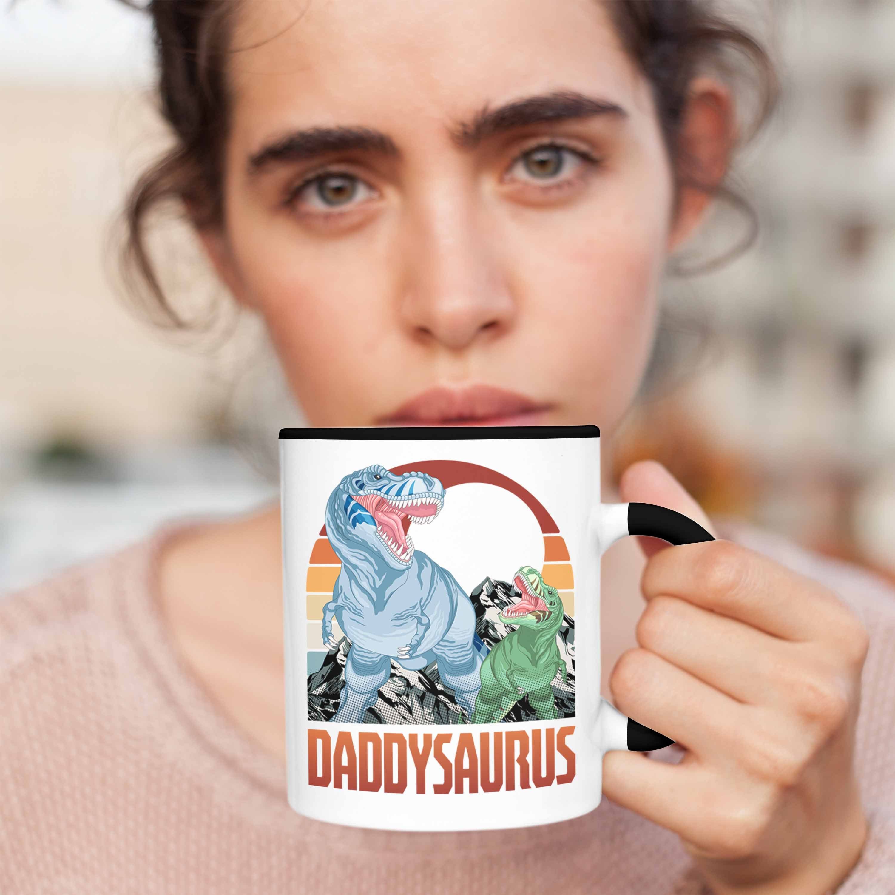 Schwarz zum Vatert Vater Weihnachten für Trendation Geschenk Daddysaurus Tasse Tasse Geburtstag