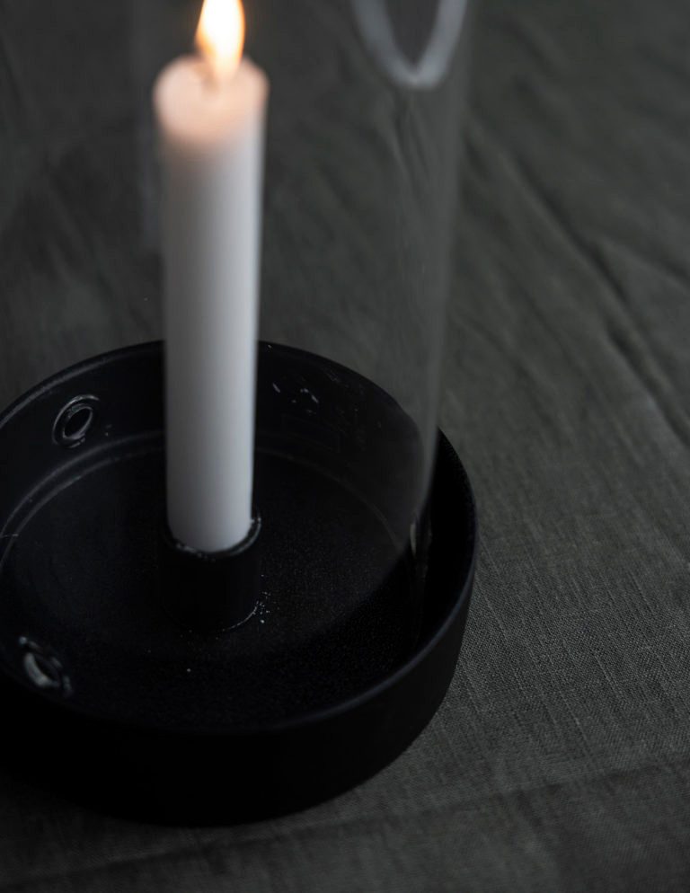 Storefactory Kerzenständer Kerzenhalter STORM schwarz glänzend, Ø 15x4 cm