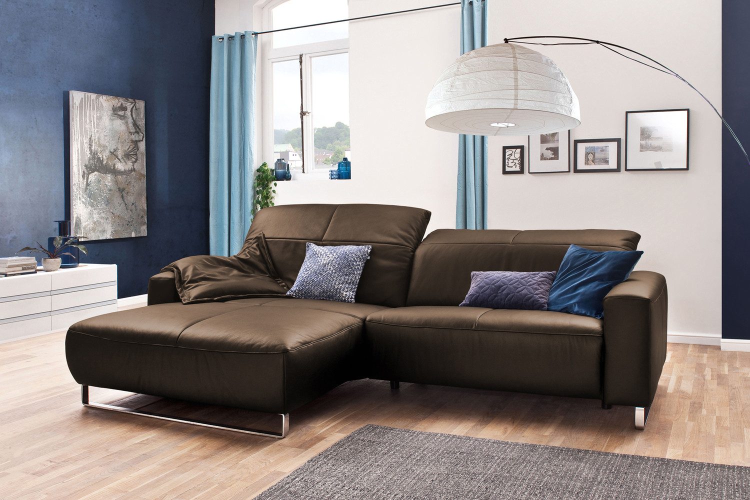 KAWOLA Ecksofa YORK, Couch L-Form rechts oder links, mit oder ohne Sitztiefenverstellung