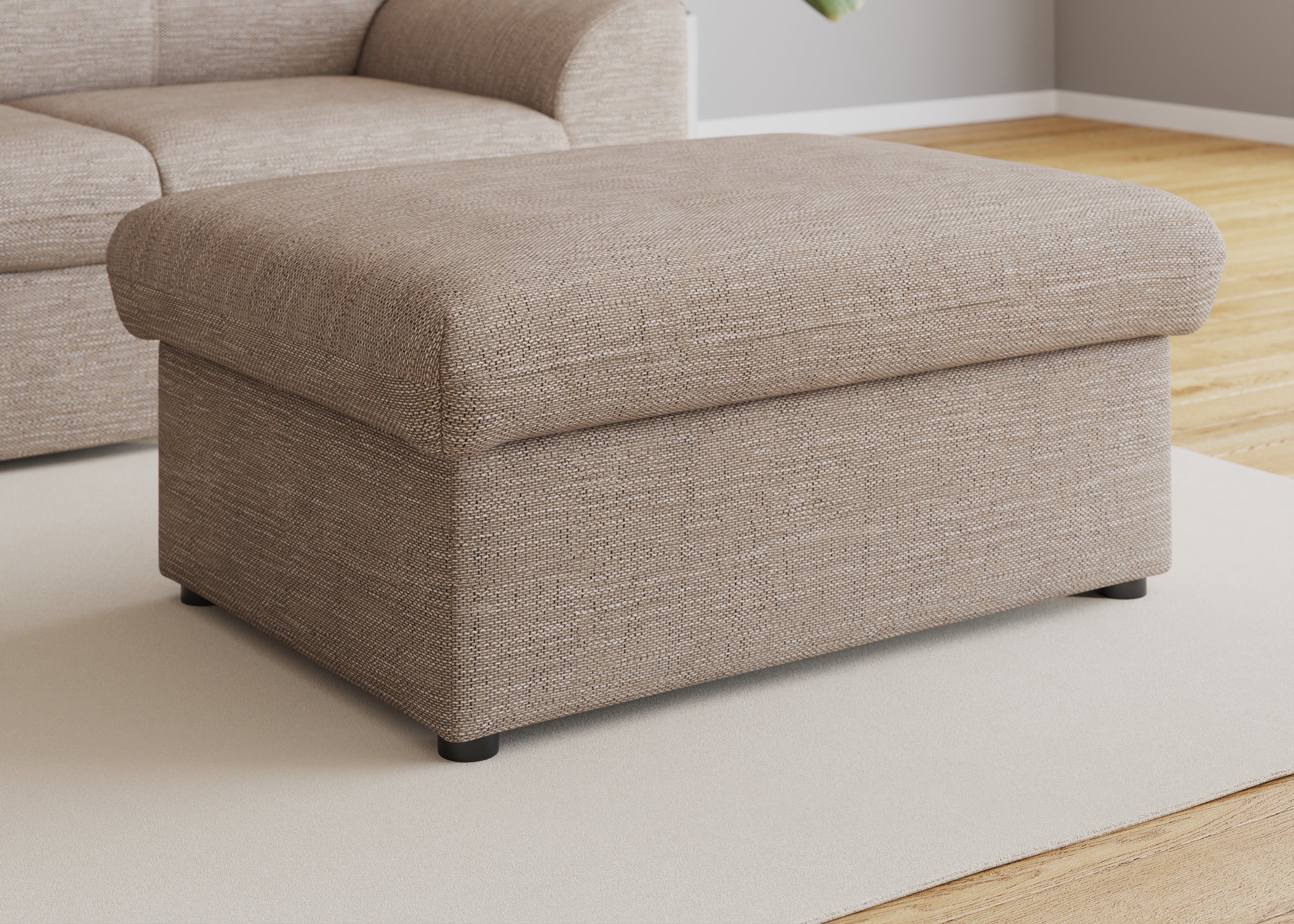 DOMO collection Hocker Topper, mit Wellenunterfederung, auf Kunststoffgleitern