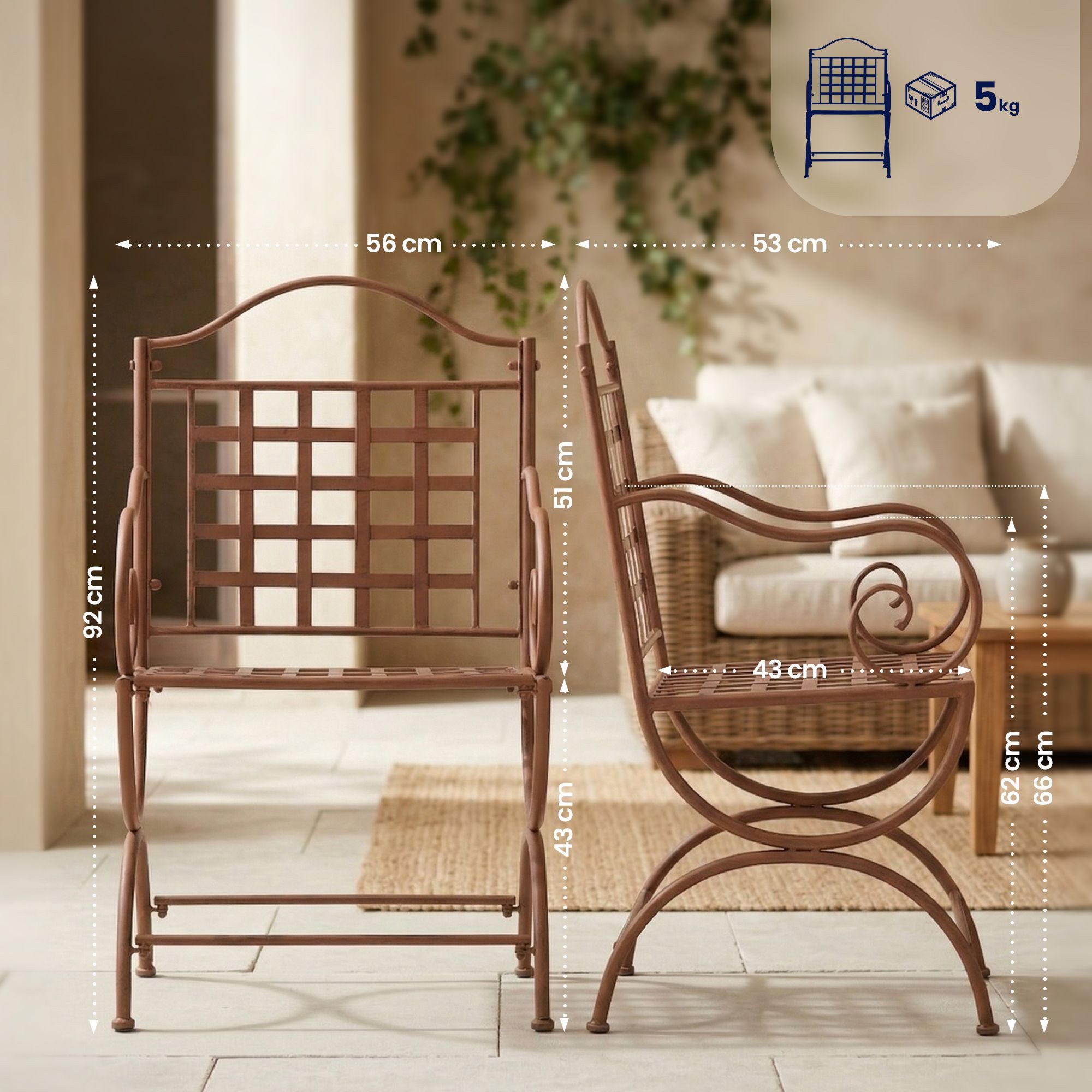 CLP Gartenstuhl Lotta (1er, 1 St), mit liebevollen Details