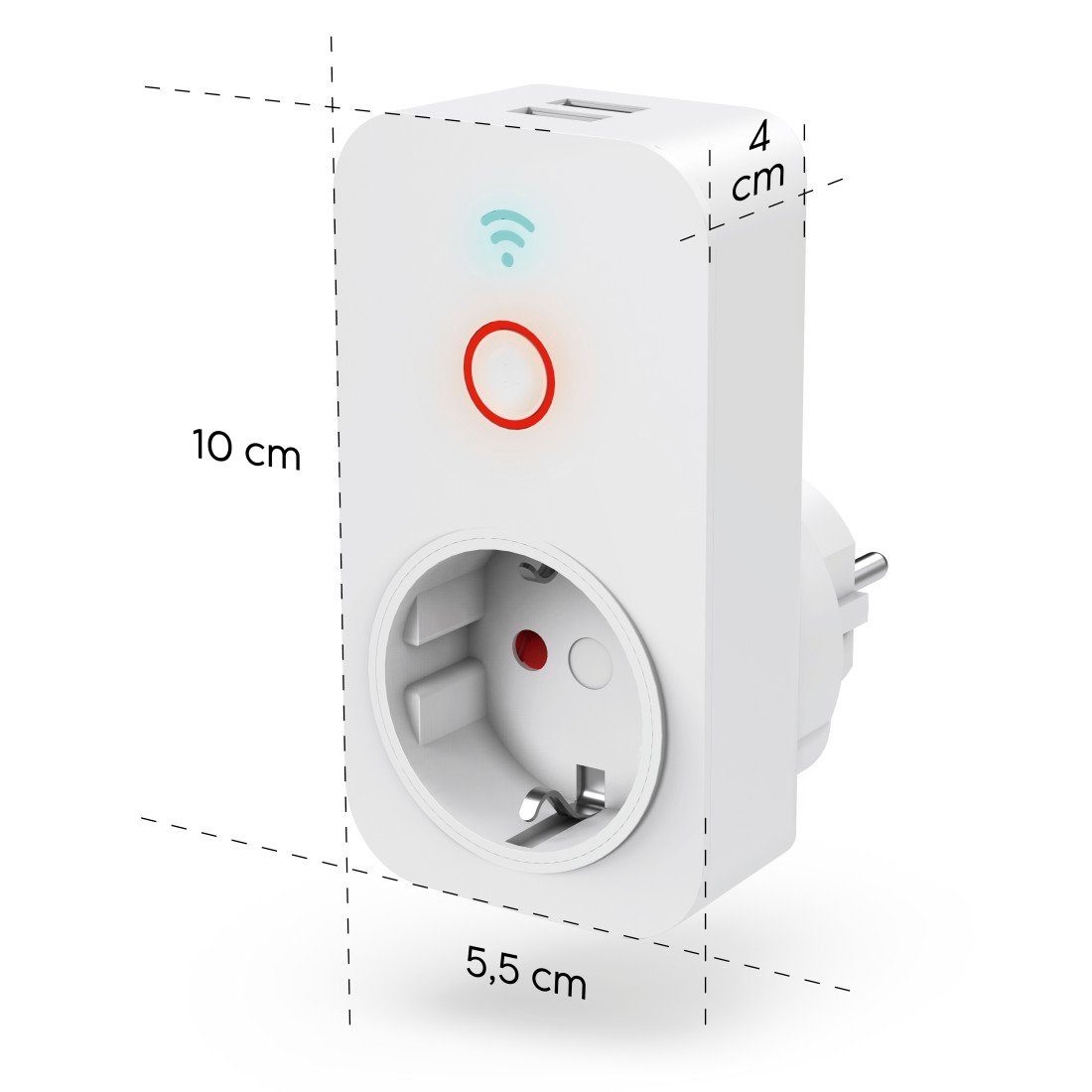 Hama Funksteckdose WLAN Steckdose, 2x USB-A, per Sprache/App steuern, 2300W, 10A, max. 2300 W