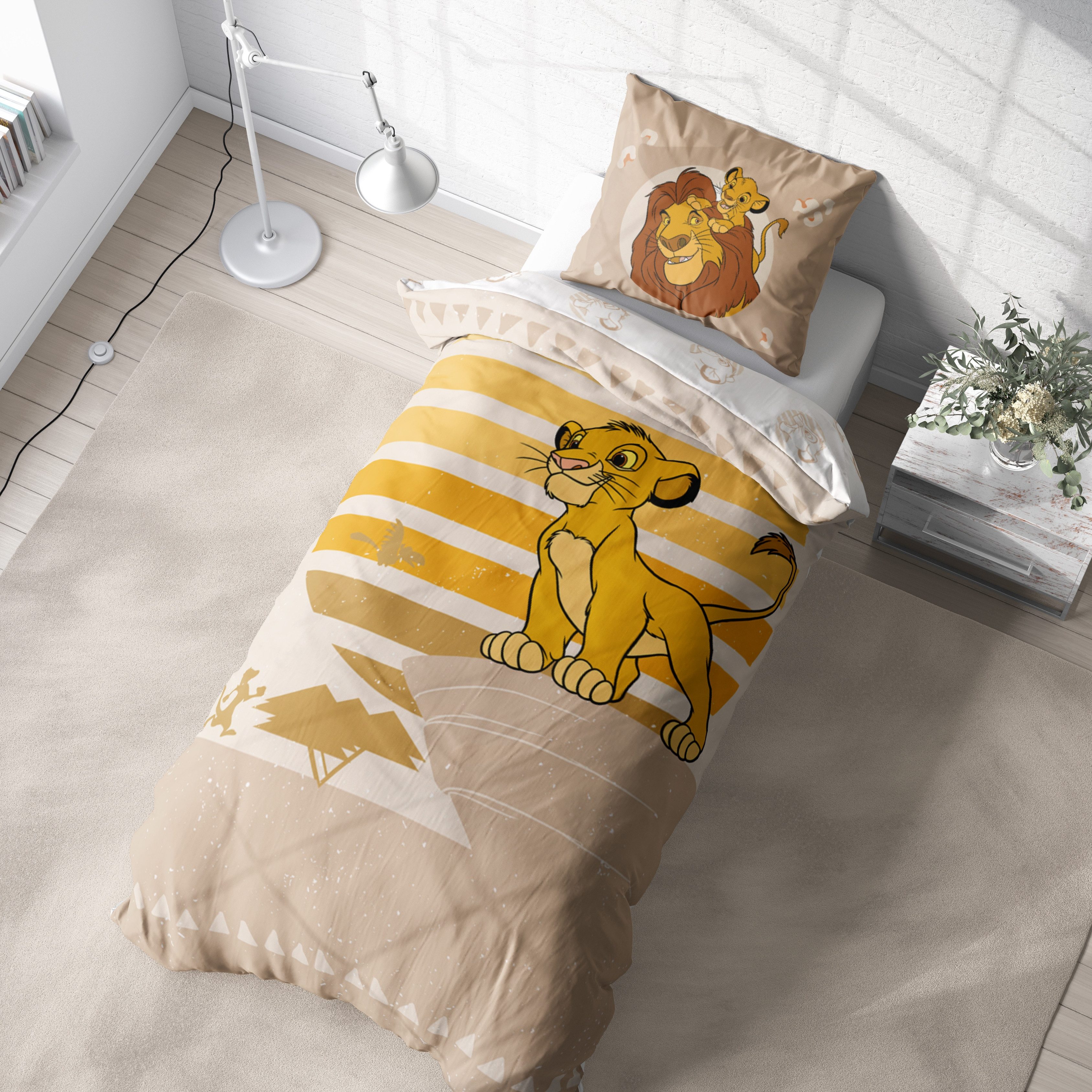 MTOnlinehandel Kinderbettwäsche König der Löwen Biber/ Flanell in 135x200 + günstig online kaufen