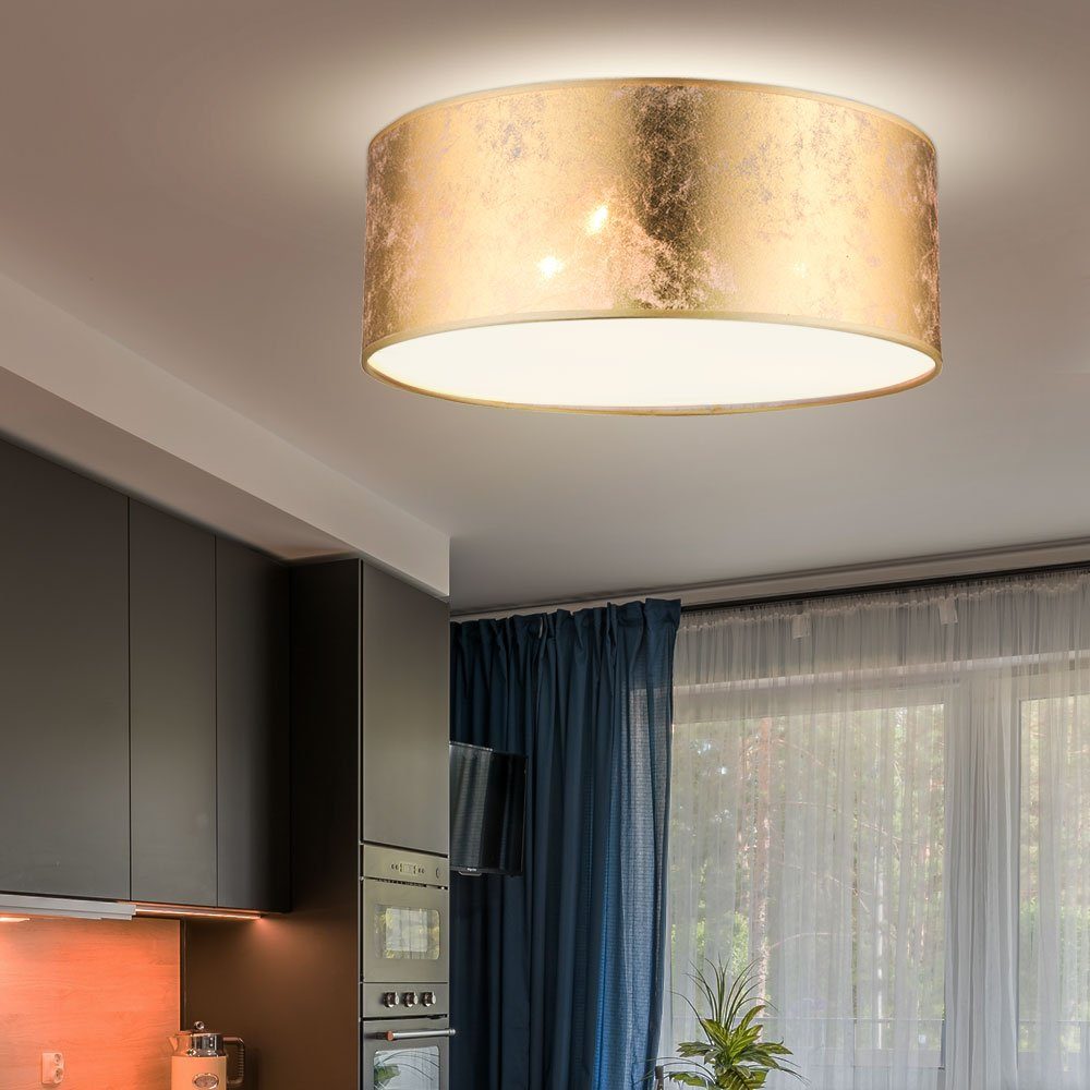 Globo Deckenleuchte, Leuchtmittel gold Deckenlampe nicht Deckenleuchte inklusive, Stoffschirm Textil Wohnzimmerleuchte