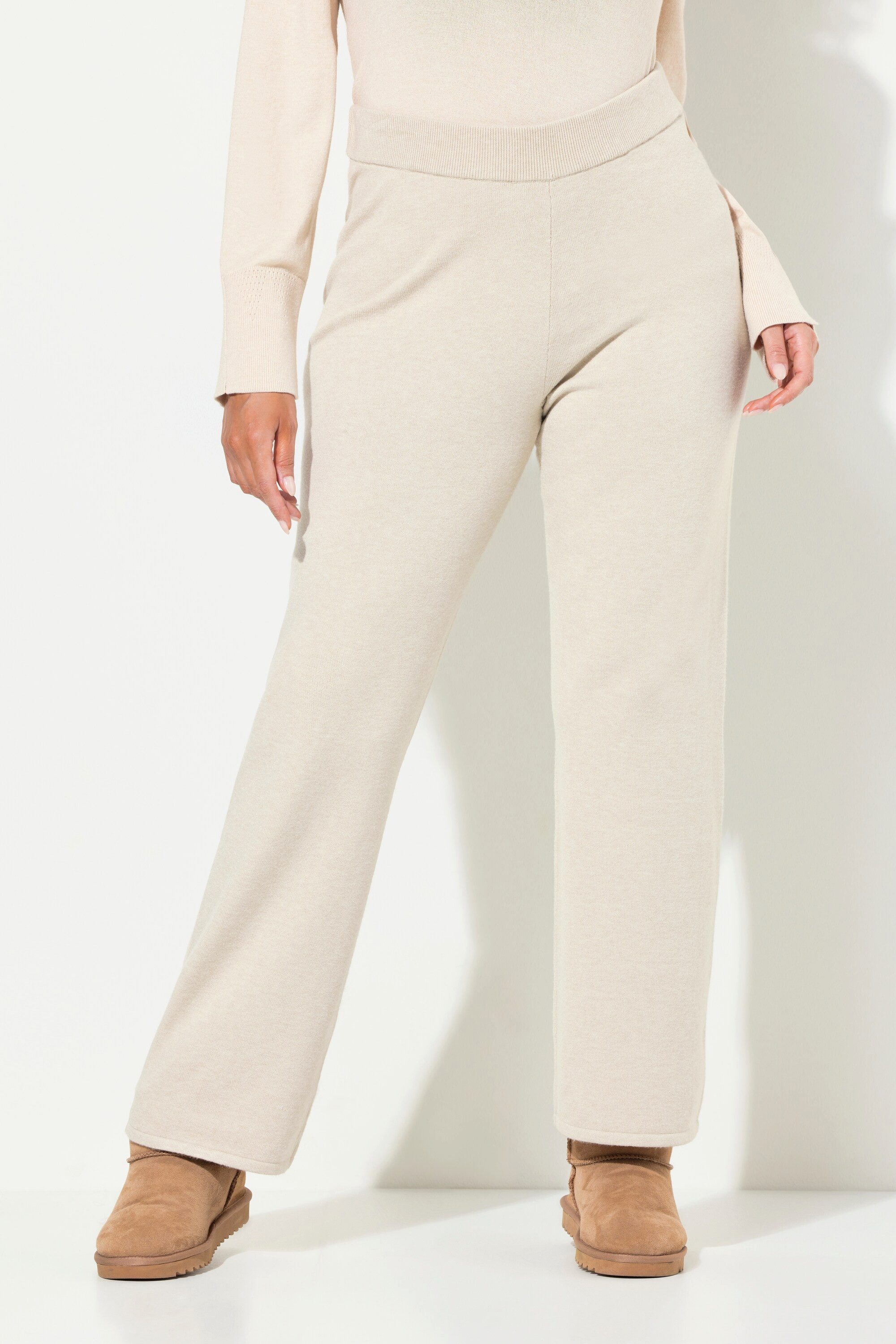 Ulla Popken Schlupfhose Strickhose weites Bein Elastikbund günstig online kaufen