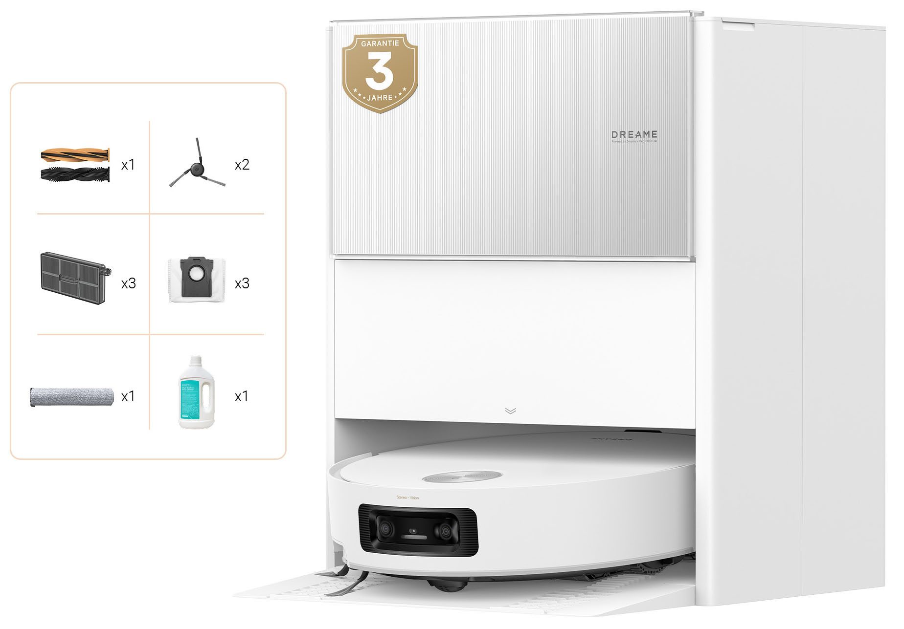 Dreame Saugroboter mit Wischfunktion Aqua10 Ultra Roller Complete Black, 600 W, mit Beutel, Warmwasser-Wischsystem, Rollenmopp, überwindet Hindernisse, 30.000 Pa