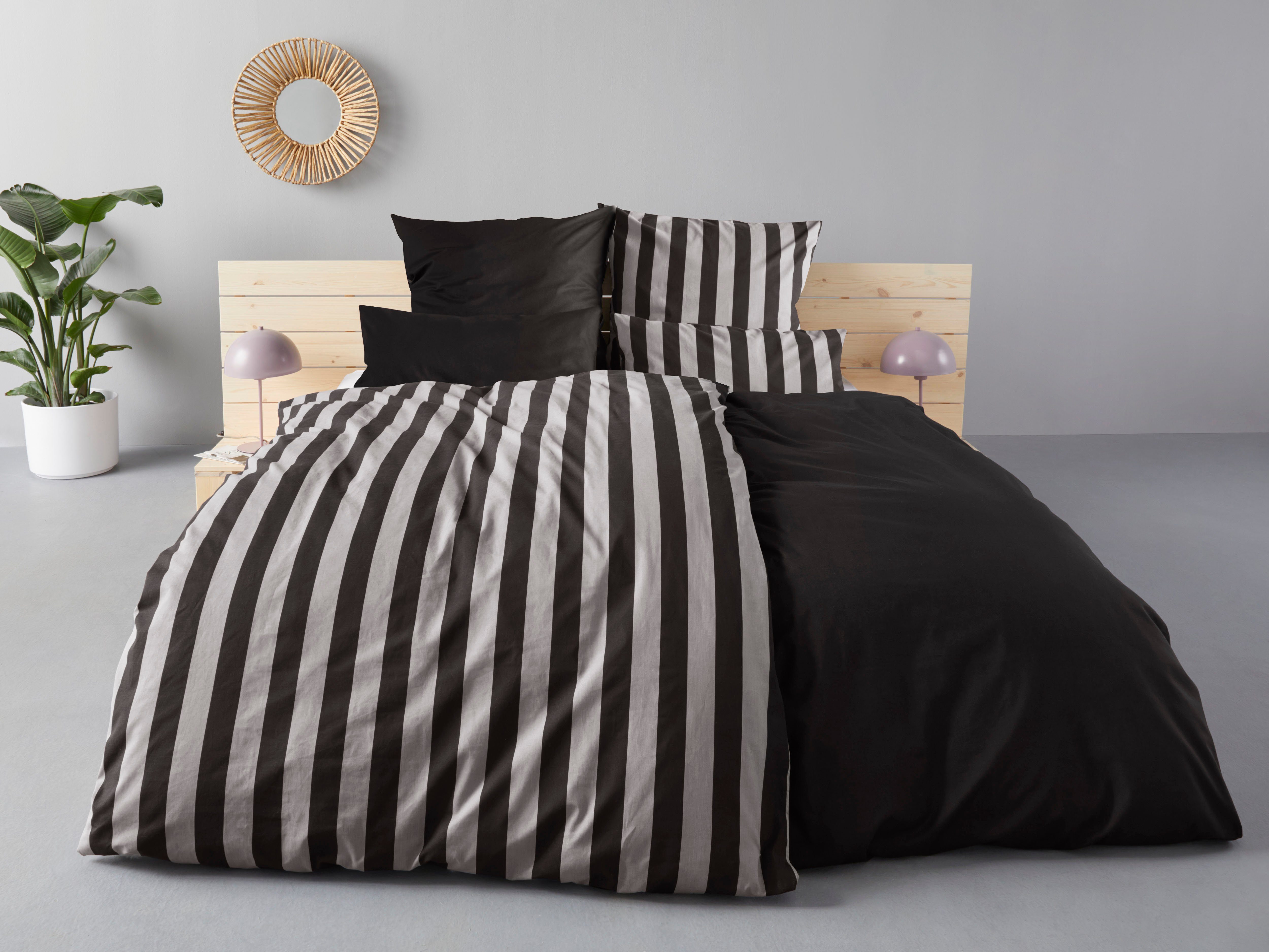 andas Wendebettwäsche Greta, Mako-Satin, 3 teilig, Bettwäsche mit Streifen günstig online kaufen