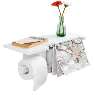 SoBuy Toilettenpapierhalter »FRG175«, mit Ablage zur Wandmontage Rollenhalter für Badezimmer
