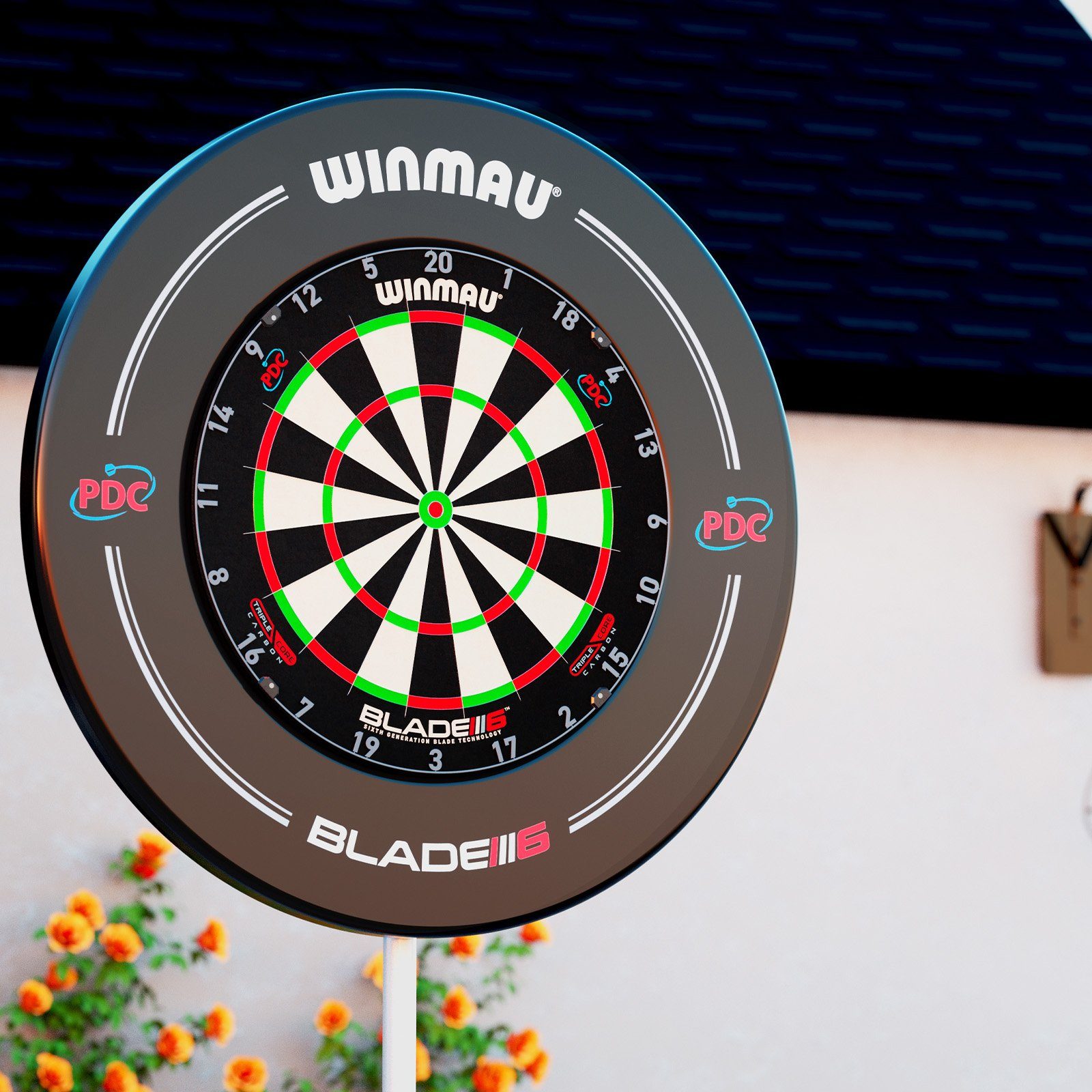 Winmau Dartscheibe Ständer Xtreme 2 + Blade 6 Triple Core + Catchring