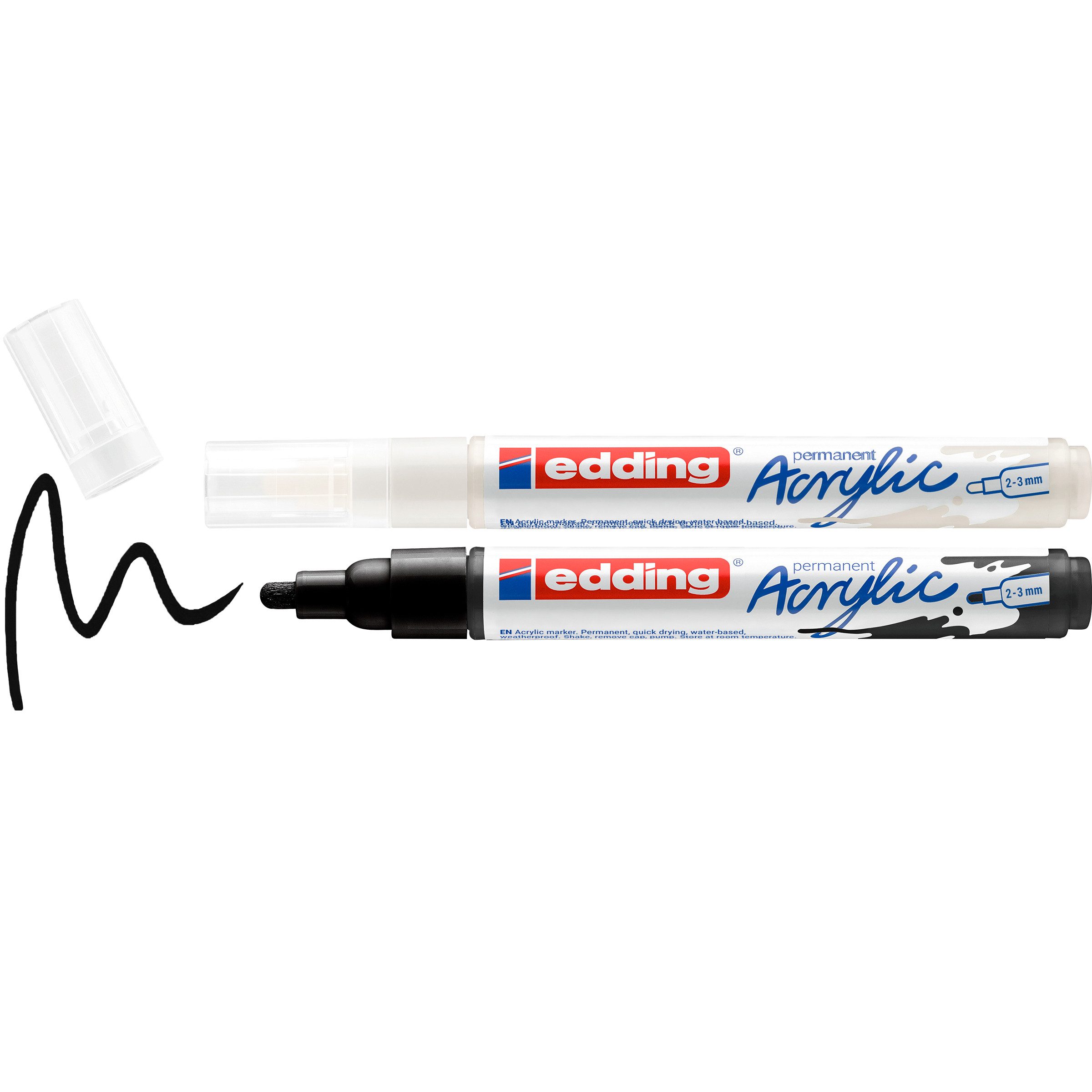 edding Marker 5100 Acrylic "Acrylmarker - Schwarz/Weiß", Mittel, 2er-Set