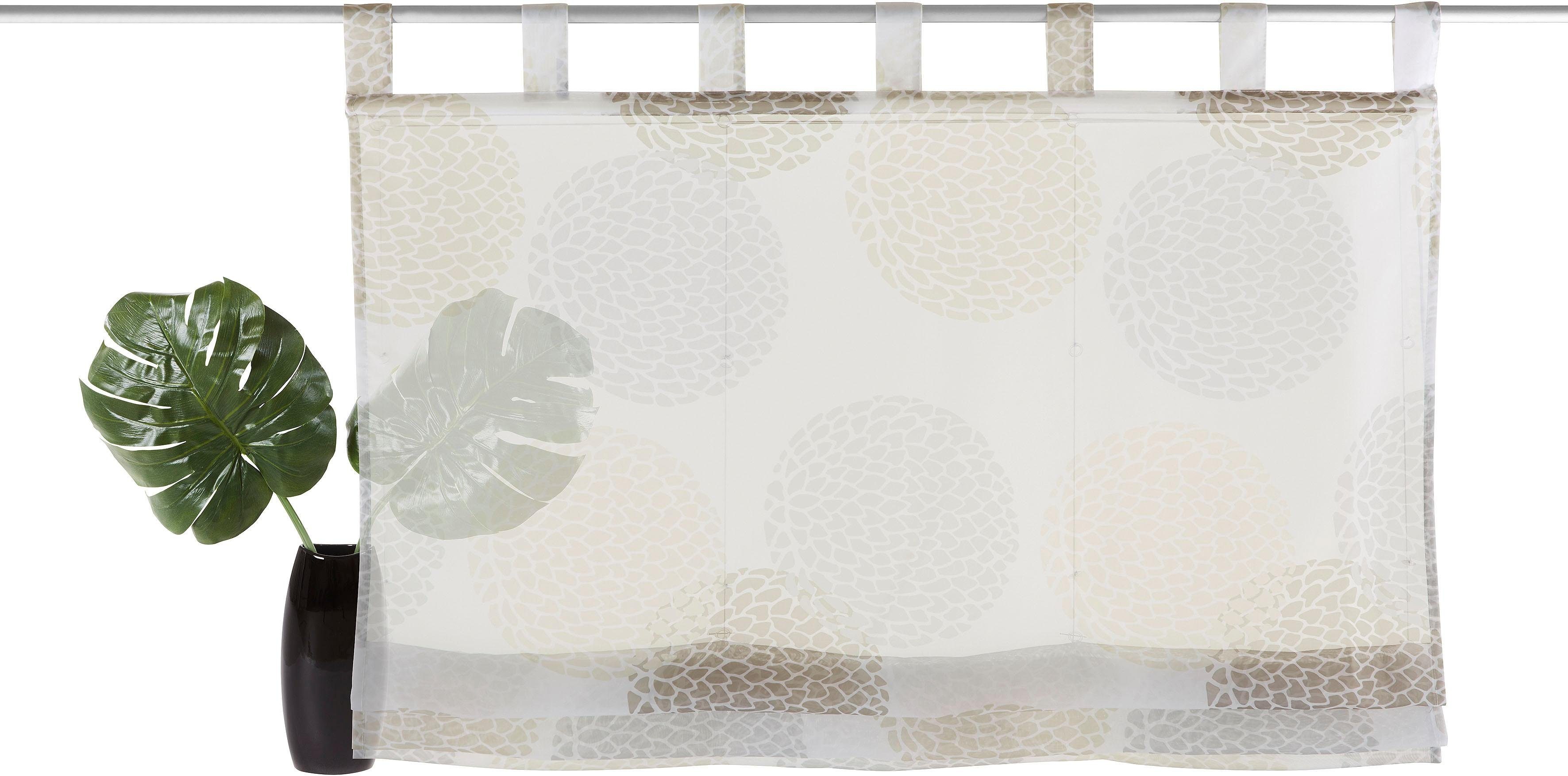 Raffrollos Voile Transparent Mit Stickerei – Zarte Gardine Mit Bändern, 120 X 140 Cm, In Sand